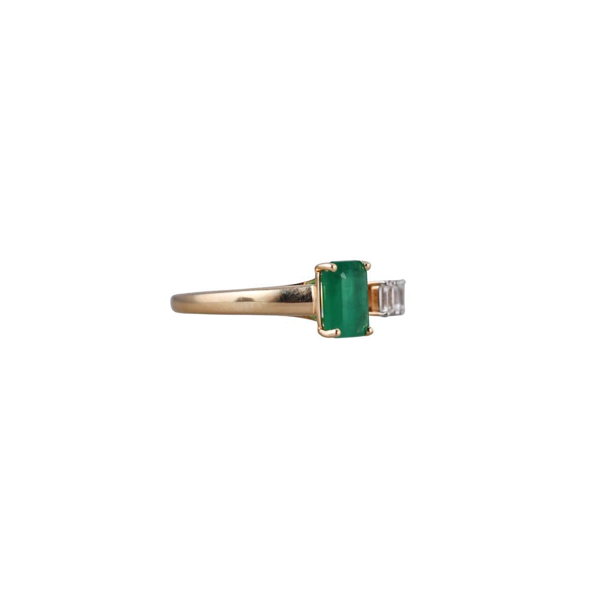 18k Gold Diamond Emerald Ring