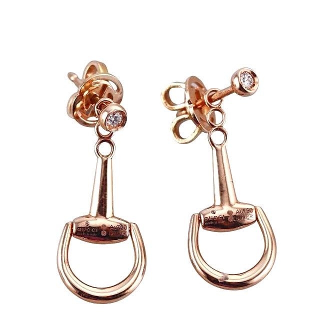 Gucci Horsebit 18K Gold Diamond Multi Way Earrings
