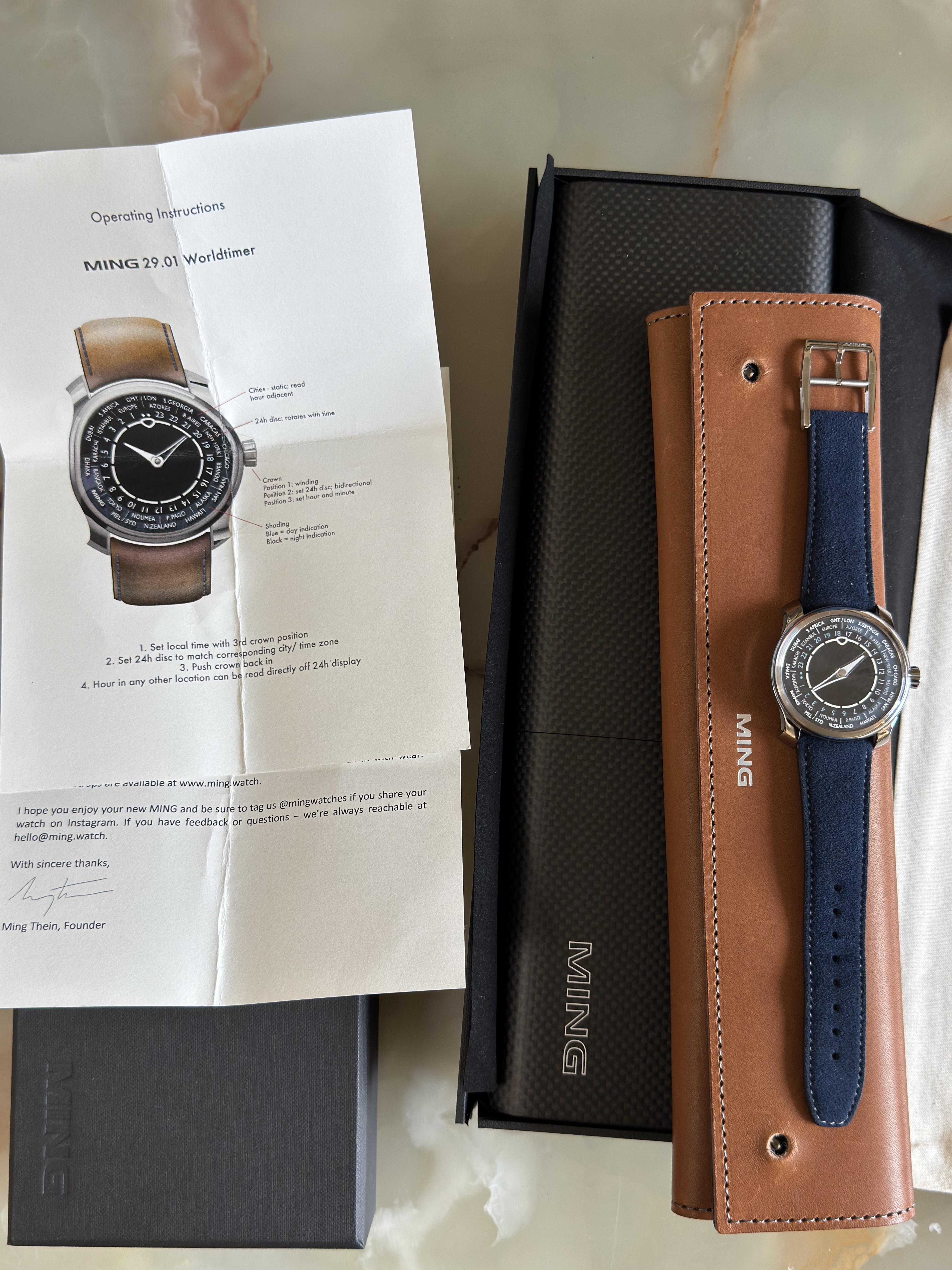 Ming World Timer 29.01 Titanium Blue Watch