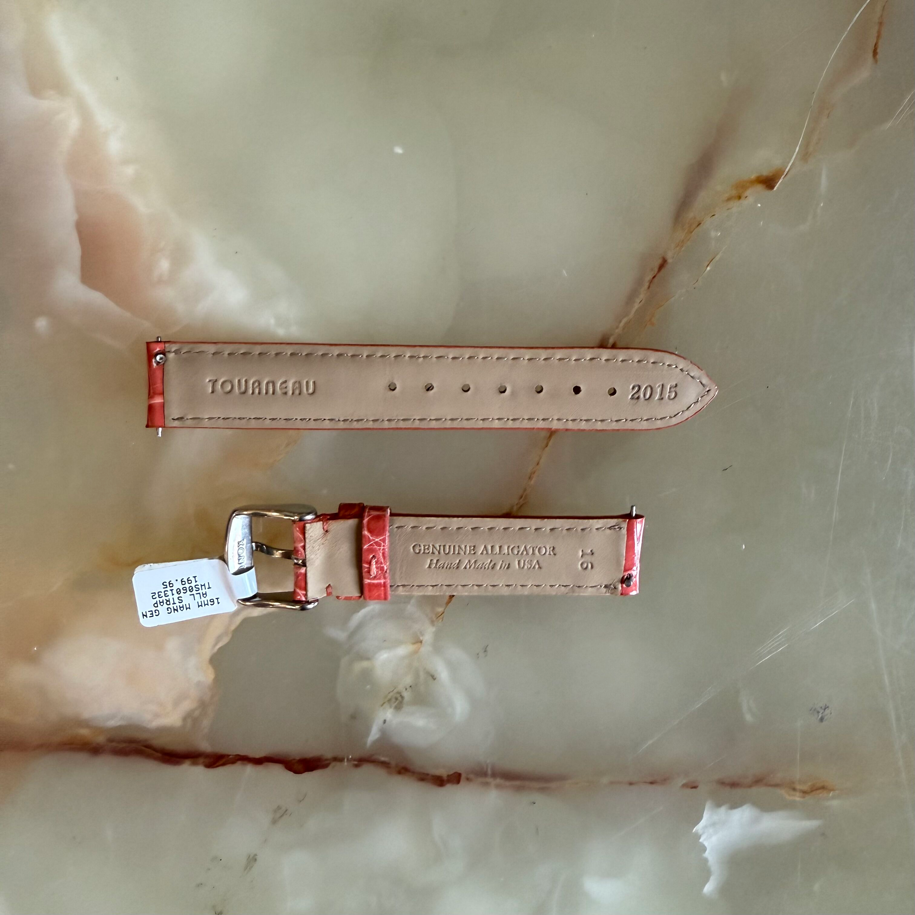 Genuine Alligator Peach Watch Strap Band 16mm Padded & Stitched w Buckle