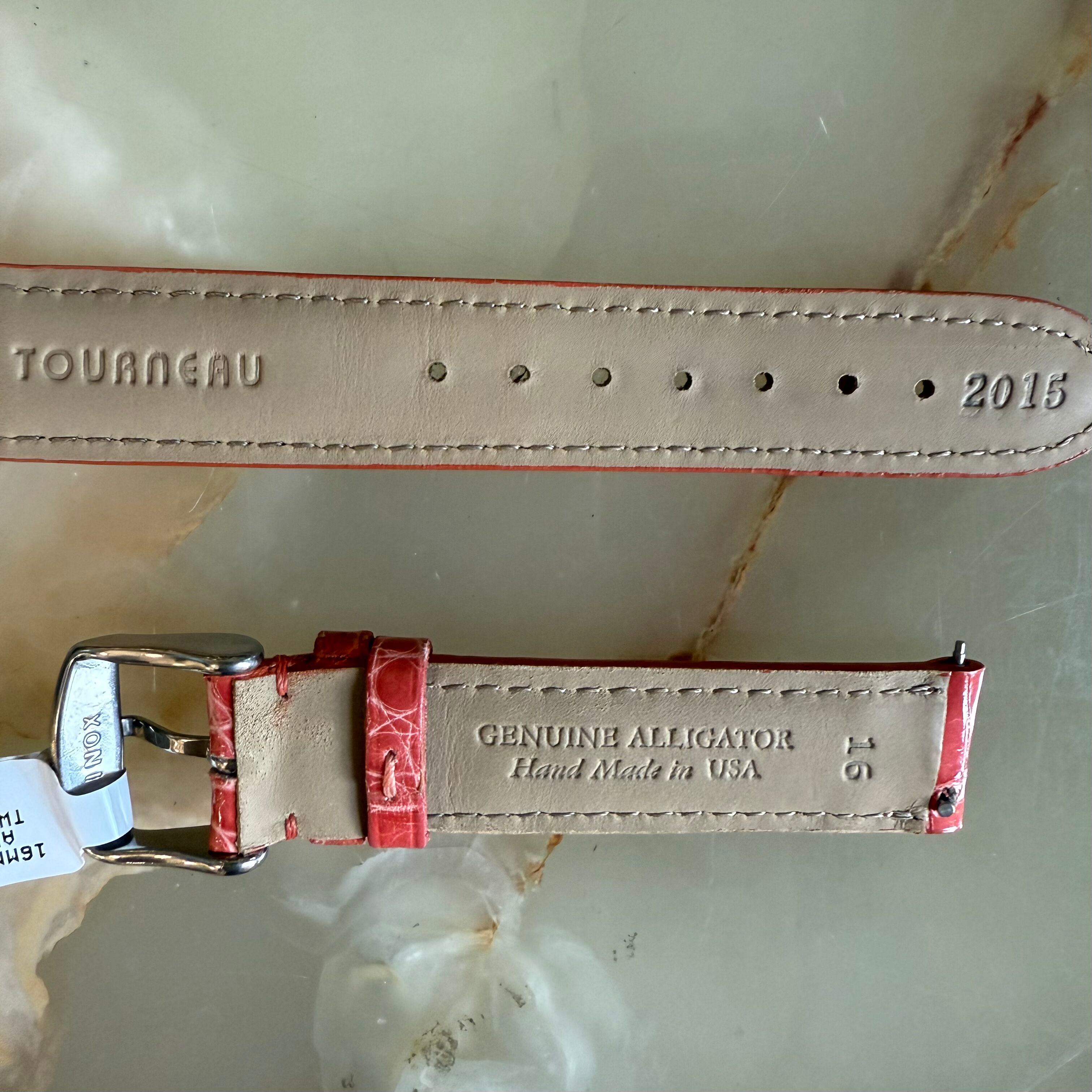 Genuine Alligator Peach Watch Strap Band 16mm Padded & Stitched w Buckle