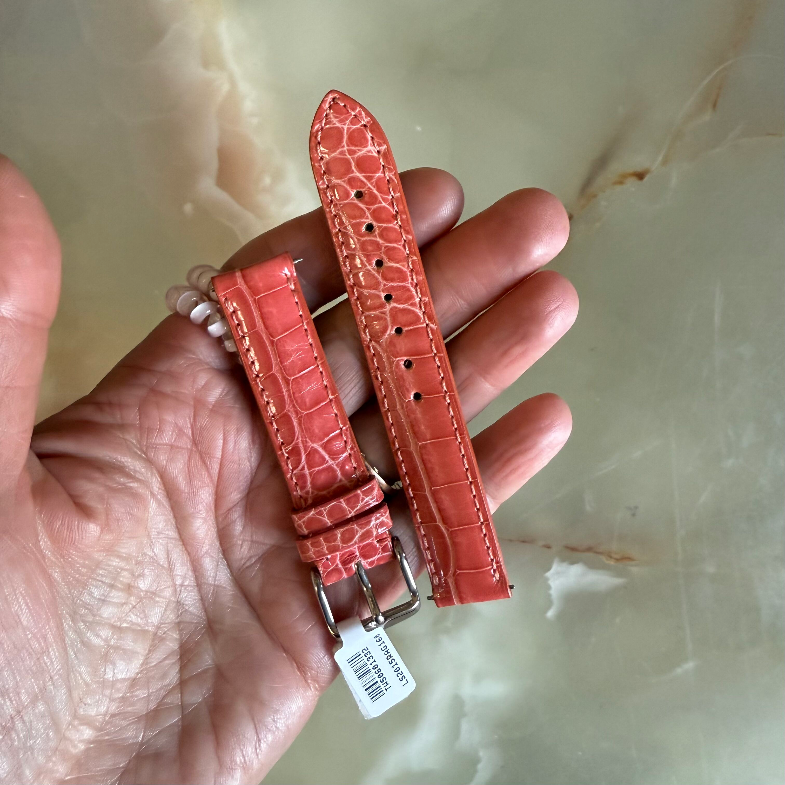 Genuine Alligator Peach Watch Strap Band 16mm Padded & Stitched w Buckle