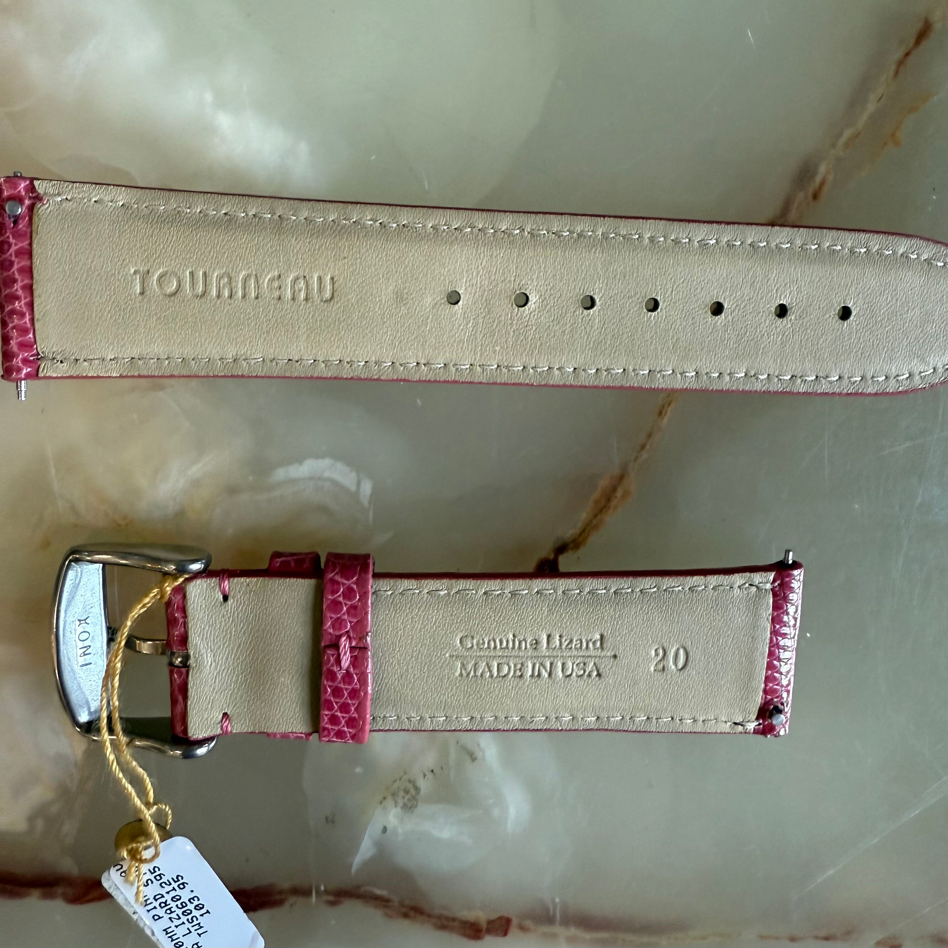 Genuine Alligator Pink Watch Strap Band 20mm Padded & Stitched w Buckle