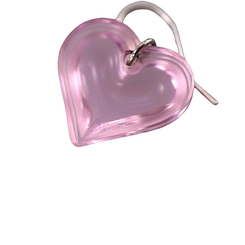 Lalique Amour Beau Coup Great Love Heart Pink Crystal Silver Earrings 7764900