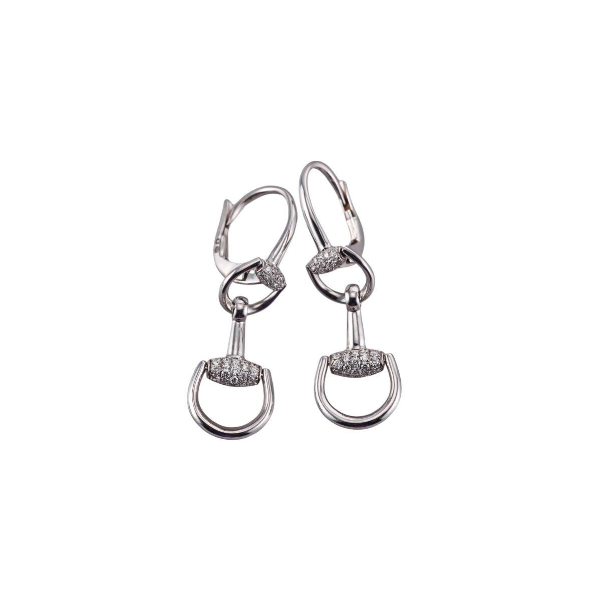 Gucci Horsebit 18K Gold Diamond Drop Earrings