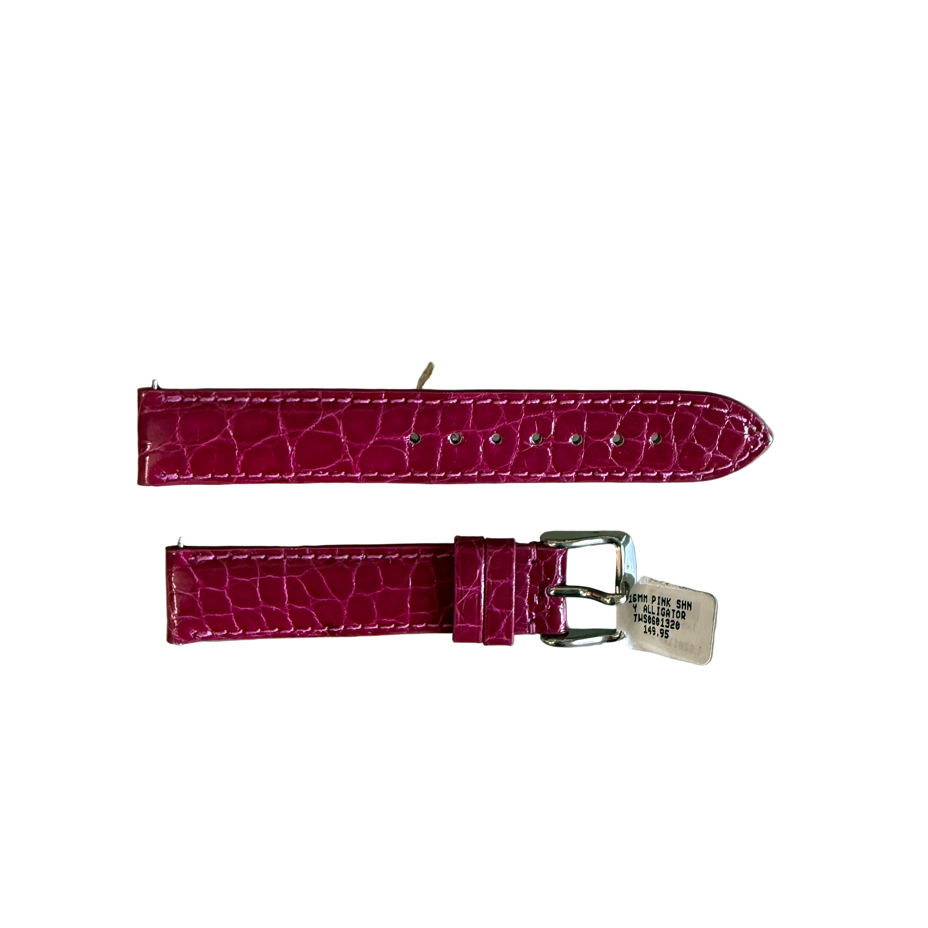Genuine Alligator Pink Watch Strap Band 16mm Padded & Stitched w Buckle