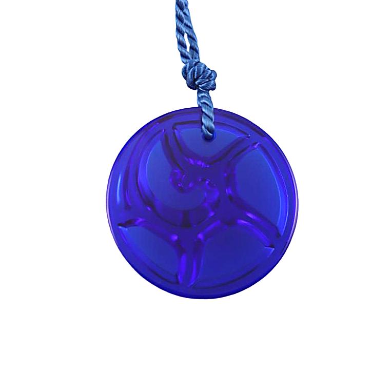 Lalique Tourbillon Cap Ferrat Blue Crystal Pendant Cord Necklace 7740400