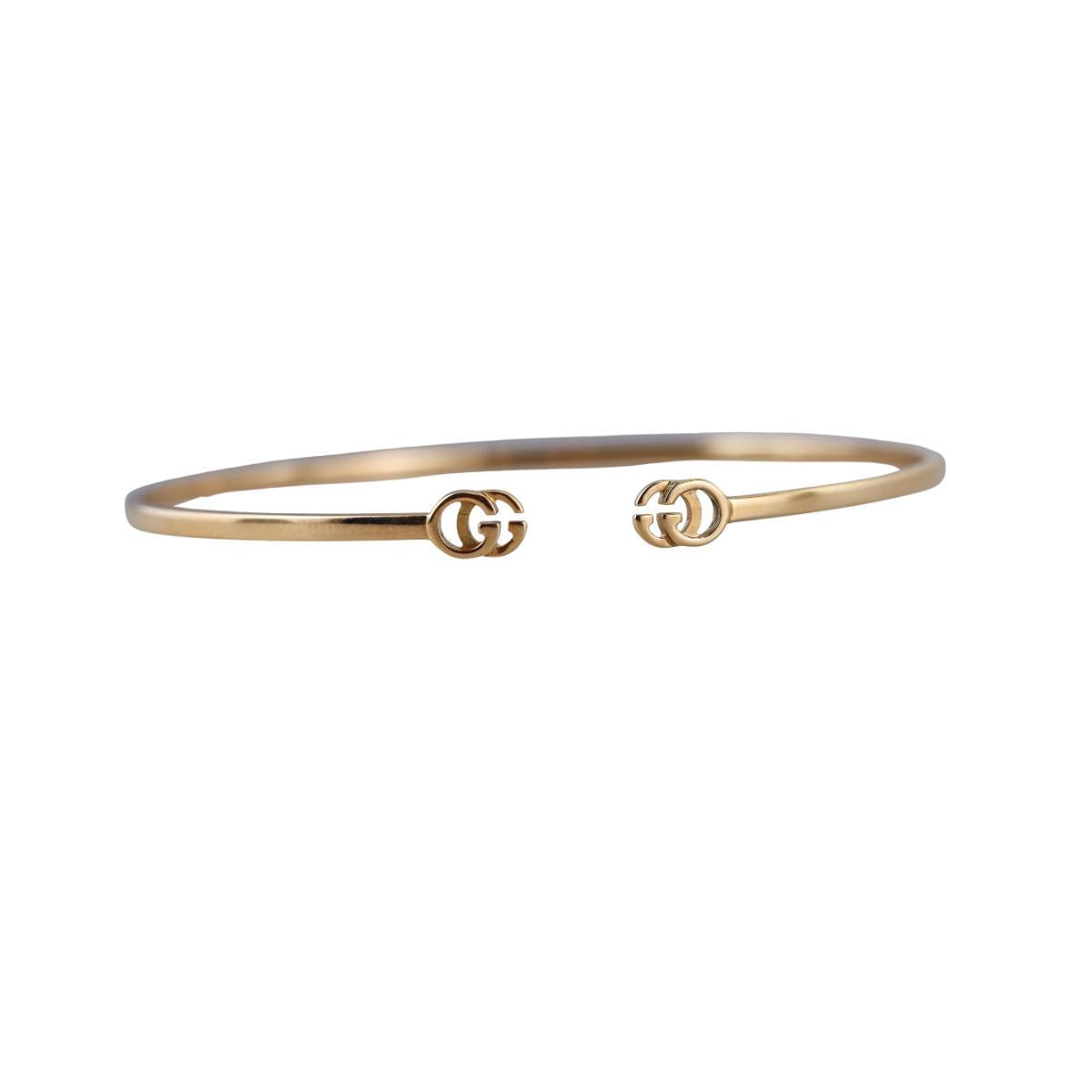 Gucci Running GG 18K Gold Bangle Bracelet Size 17