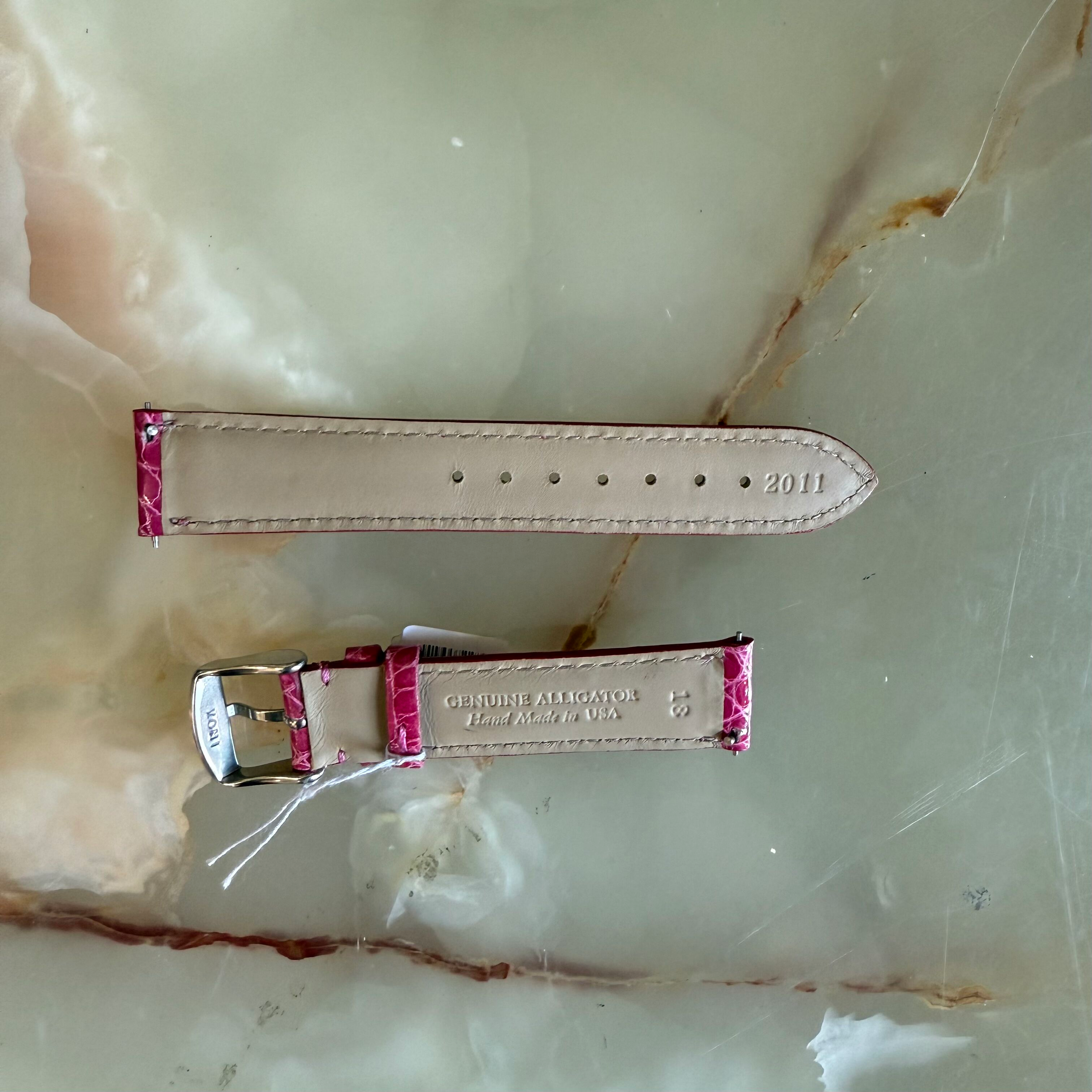 Genuine Alligator Pink Watch Strap Band 18mm Padded & Stitched w Buckle