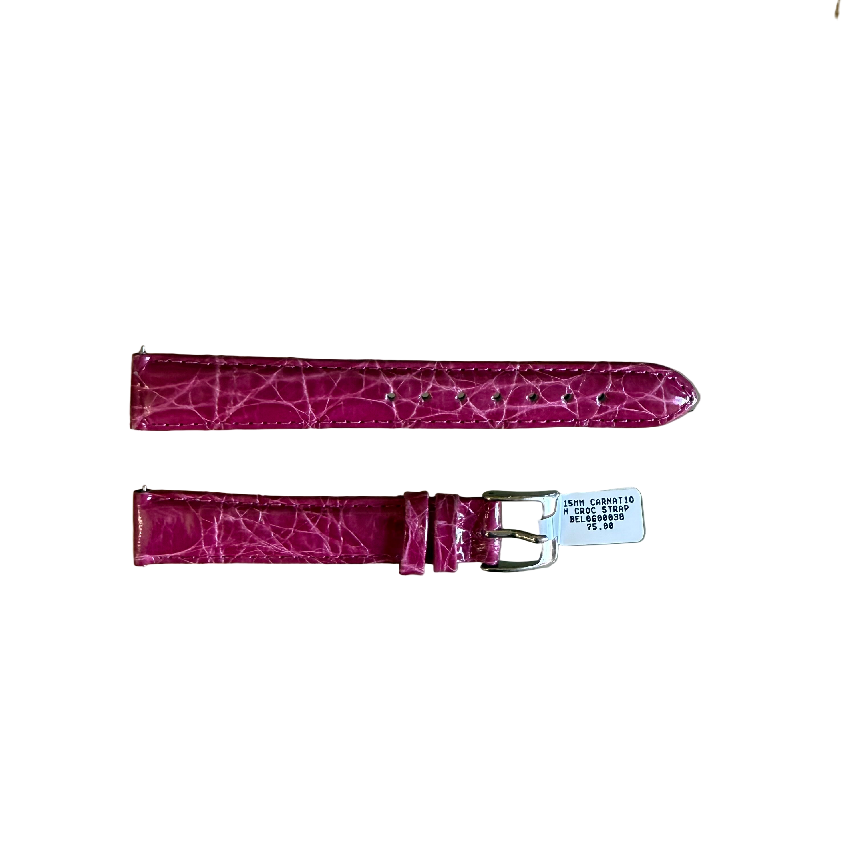 Genuine Crocodile Pink Watch Strap Band 15mm Padded & Stitched w Buckle