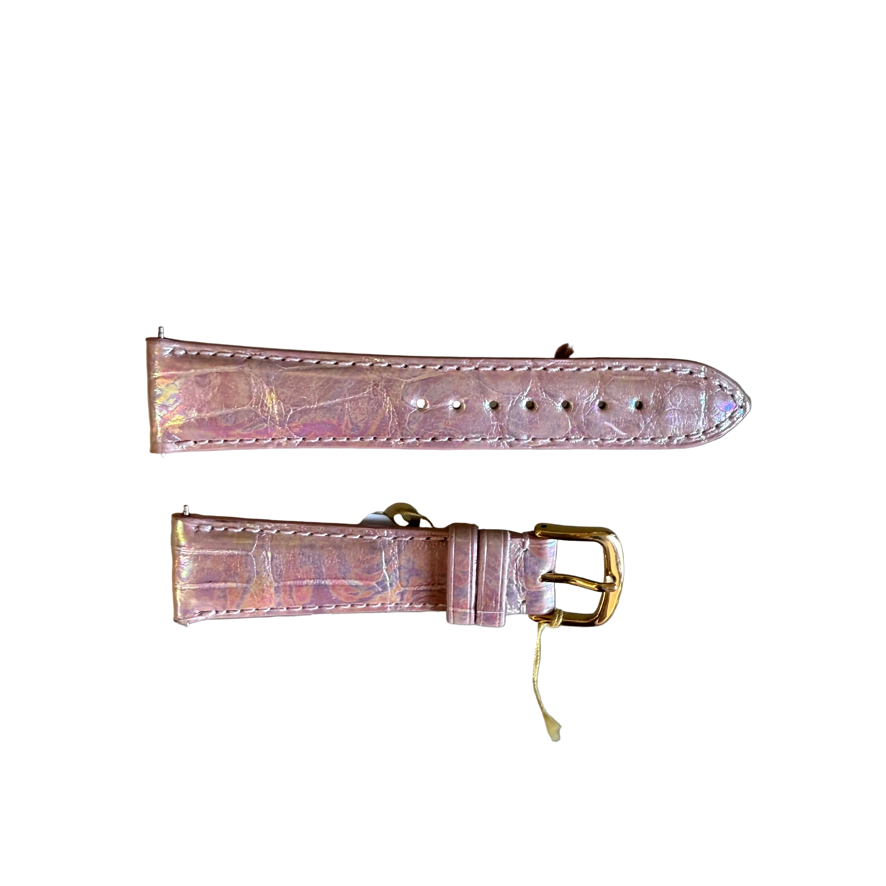 Genuine Alligator Pearly Pink Watch Strap Band 20mm Padded & Stitched w Buckle