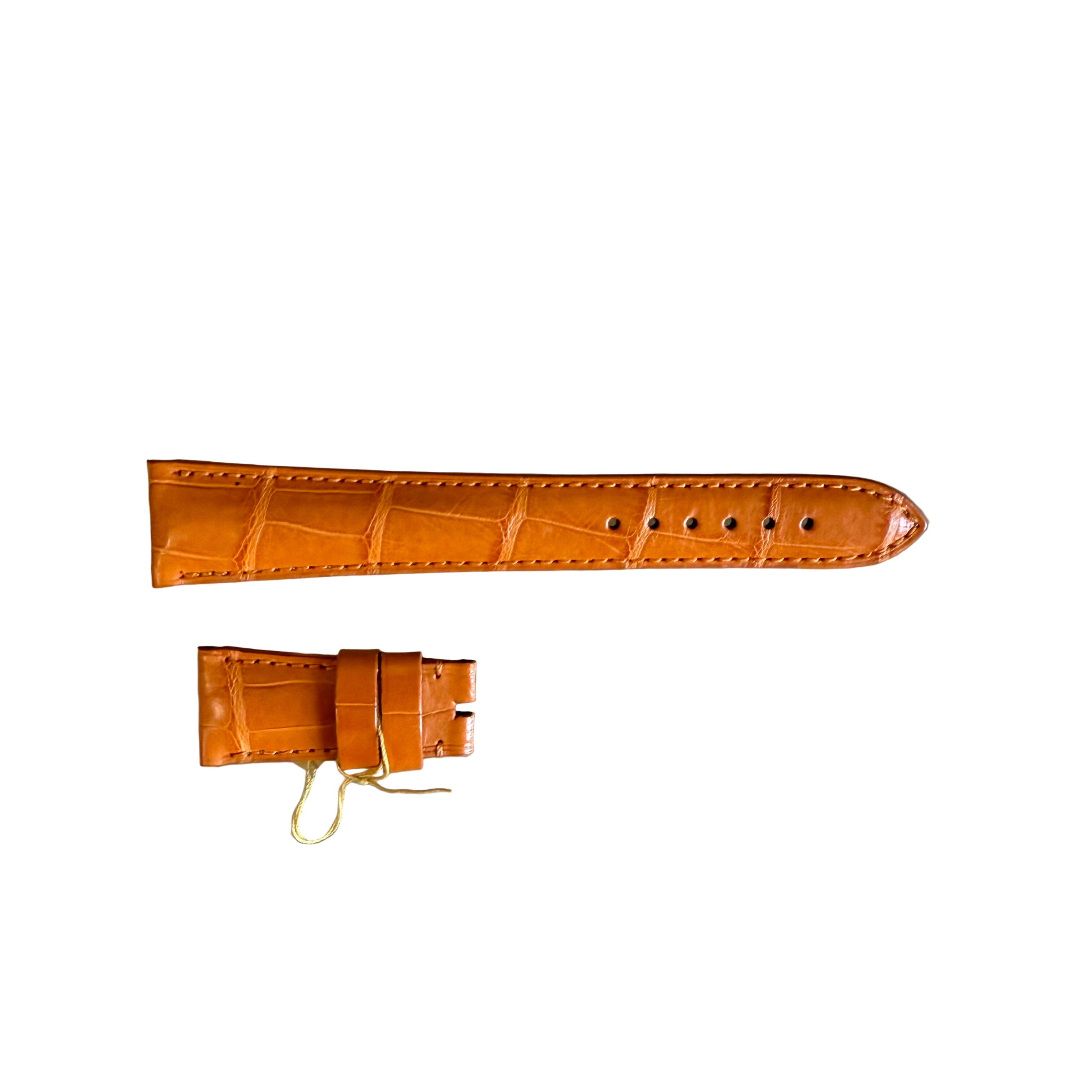 Genuine Alligator Orange Watch Strap Band 20mm Padded & Stitched