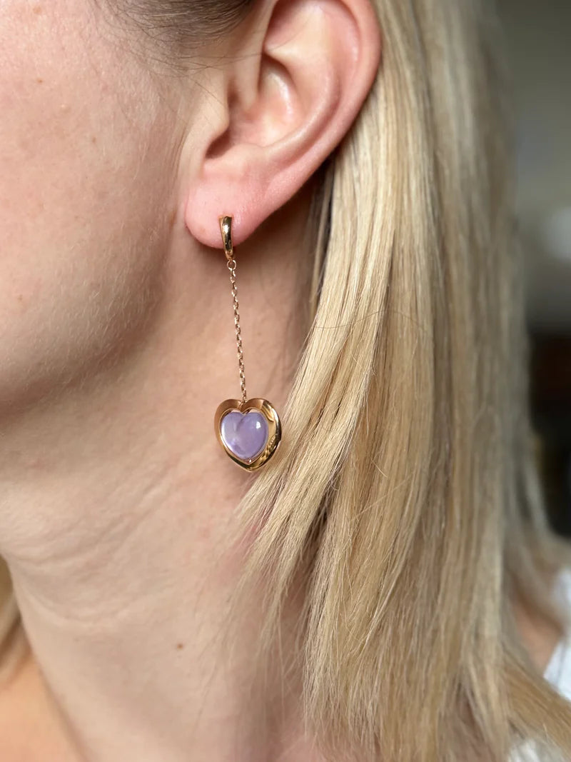 Mimi Milano Juliet Heart Amethyst Gold Drop Earrings