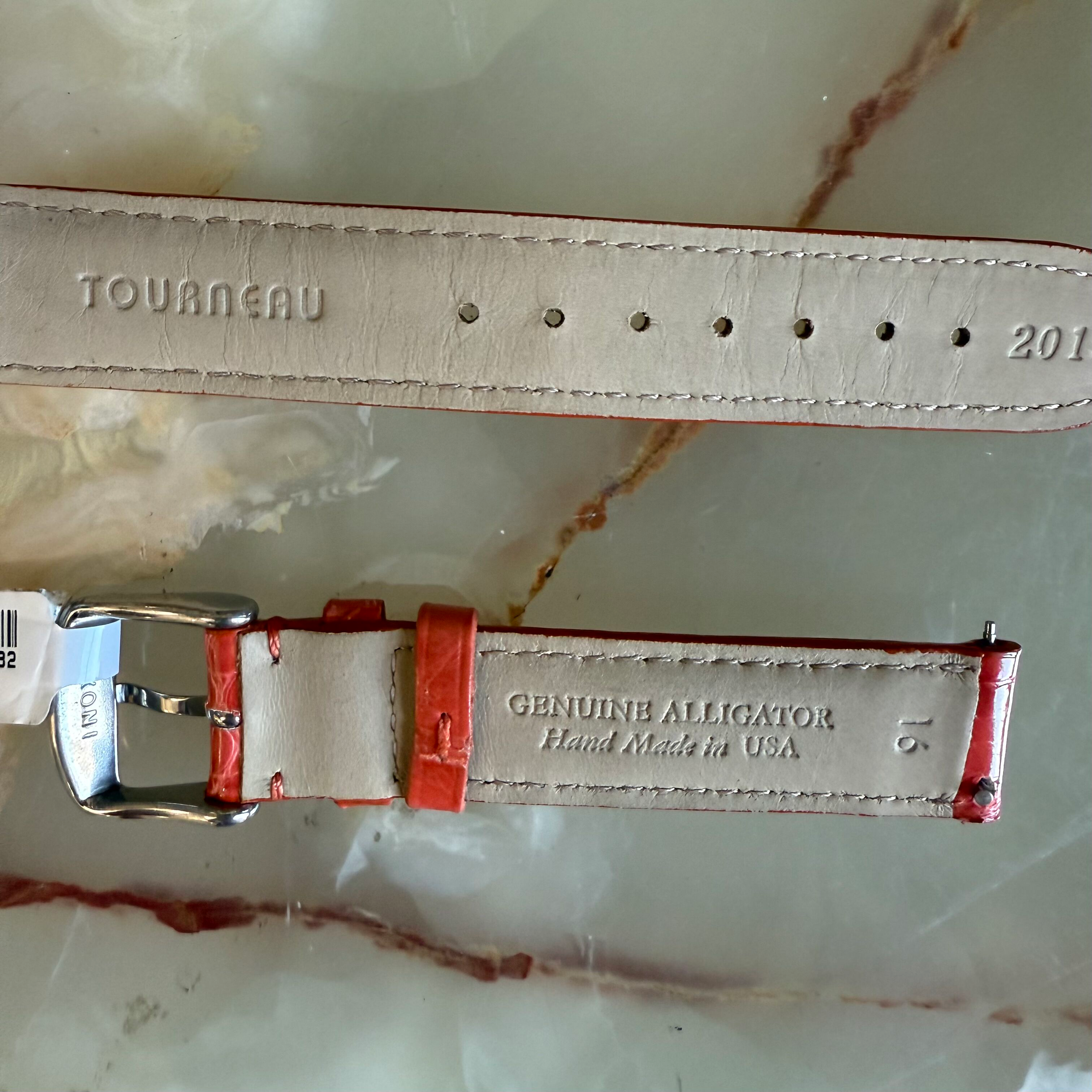 Genuine Alligator Orange Watch Strap Band 16mm Padded & Stitched w Buckle