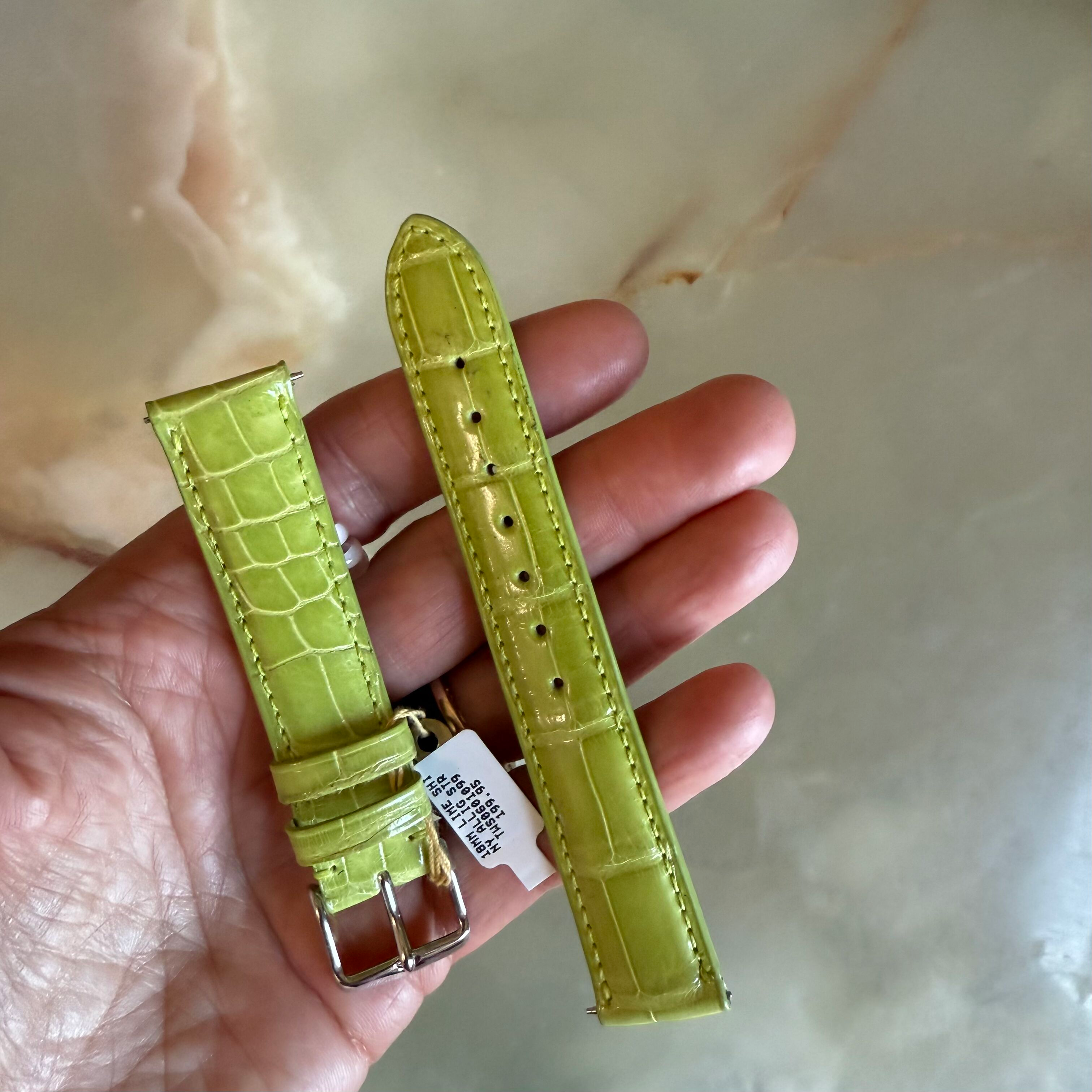 Genuine Alligator Green Watch Strap Band 18mm Padded & Stitched w Buckle