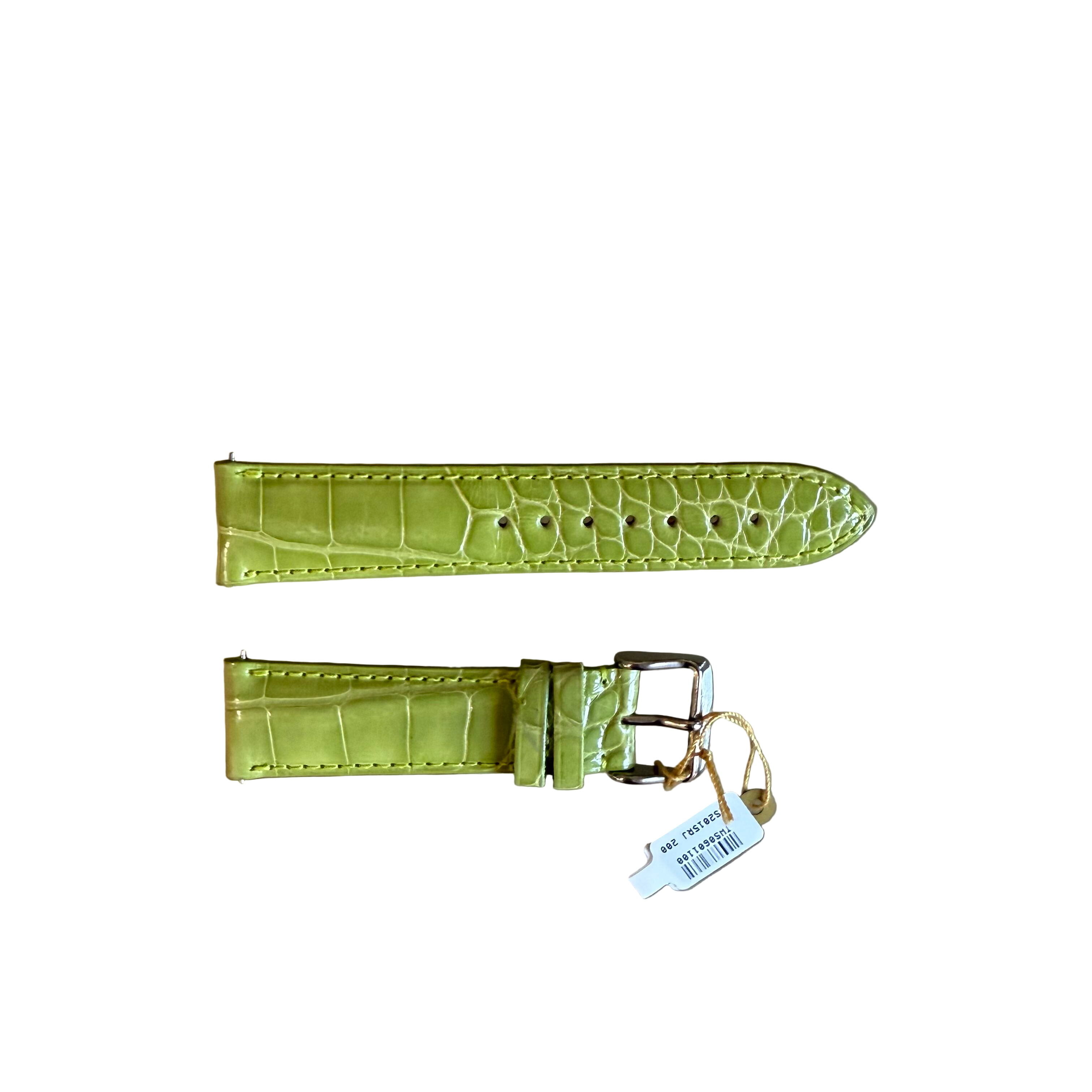 Genuine Alligator Green Watch Strap Band 20mm Padded & Stitched w Buckle