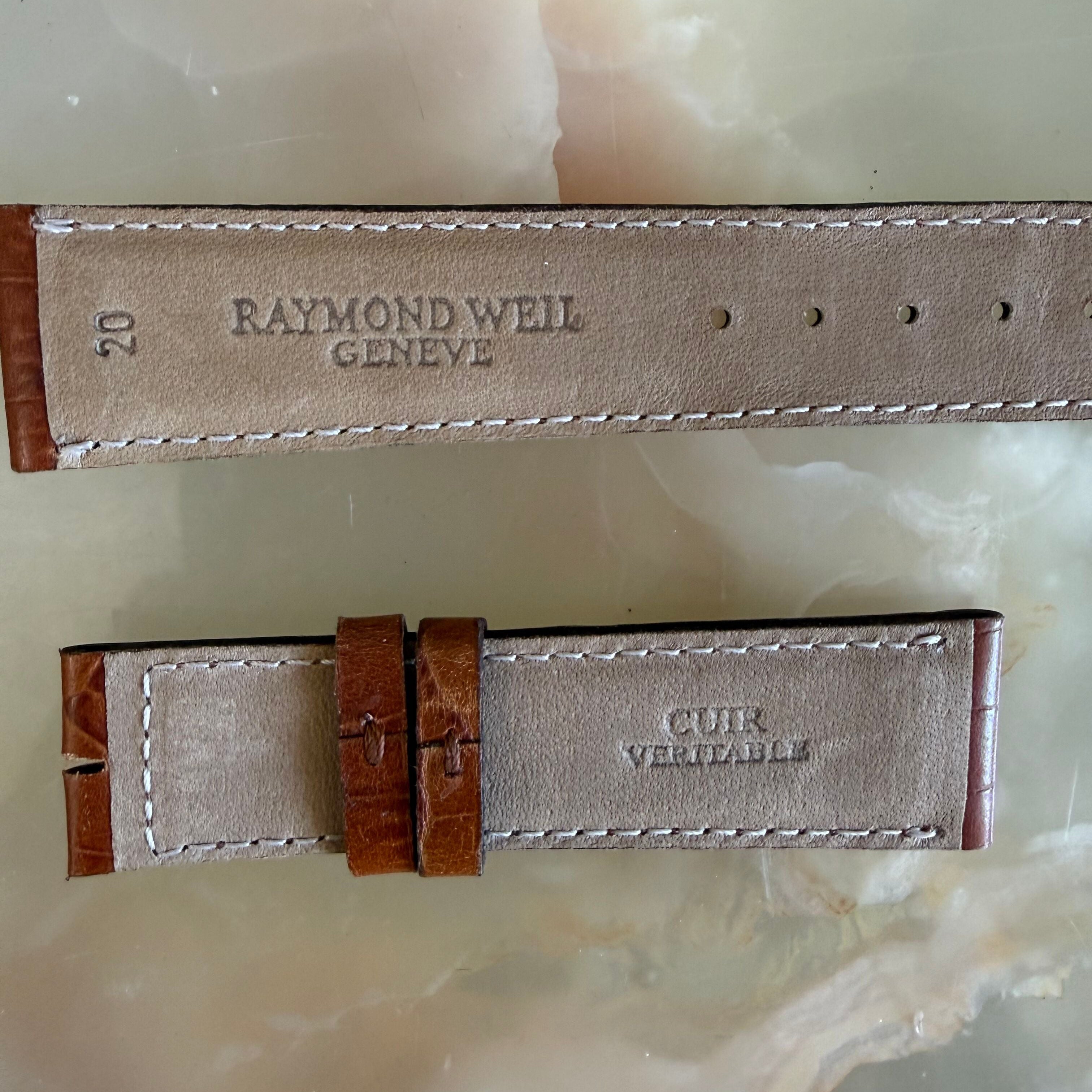 Authentic Raymond Weil Brown Leather Watch Strap Band 20mm