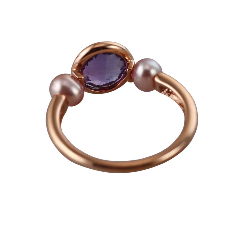 Mimi Milano Happy Amethyst Pearl Gold Ring