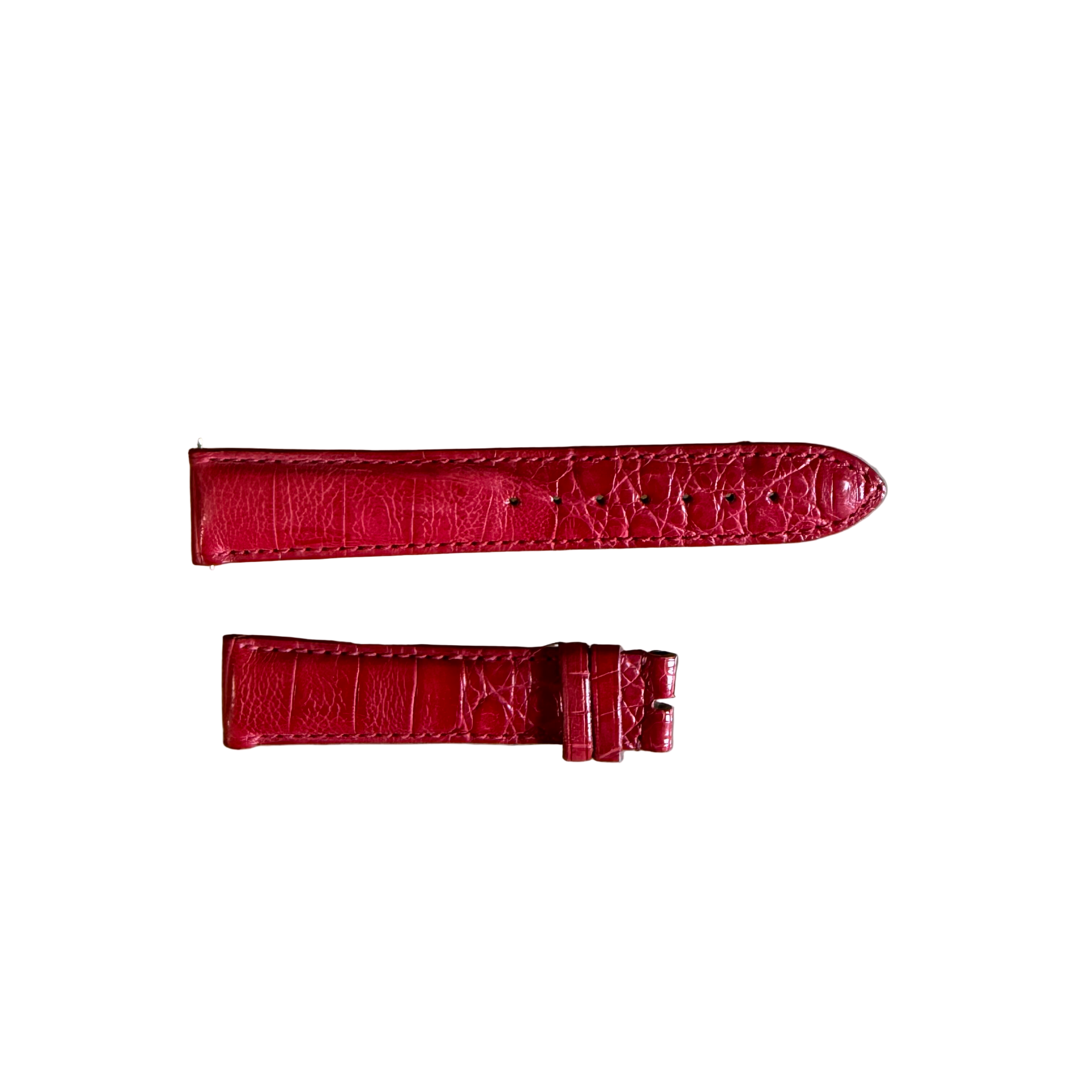 Genuine Crocodile Red Watch Strap Band 20mm Padded & Stitched