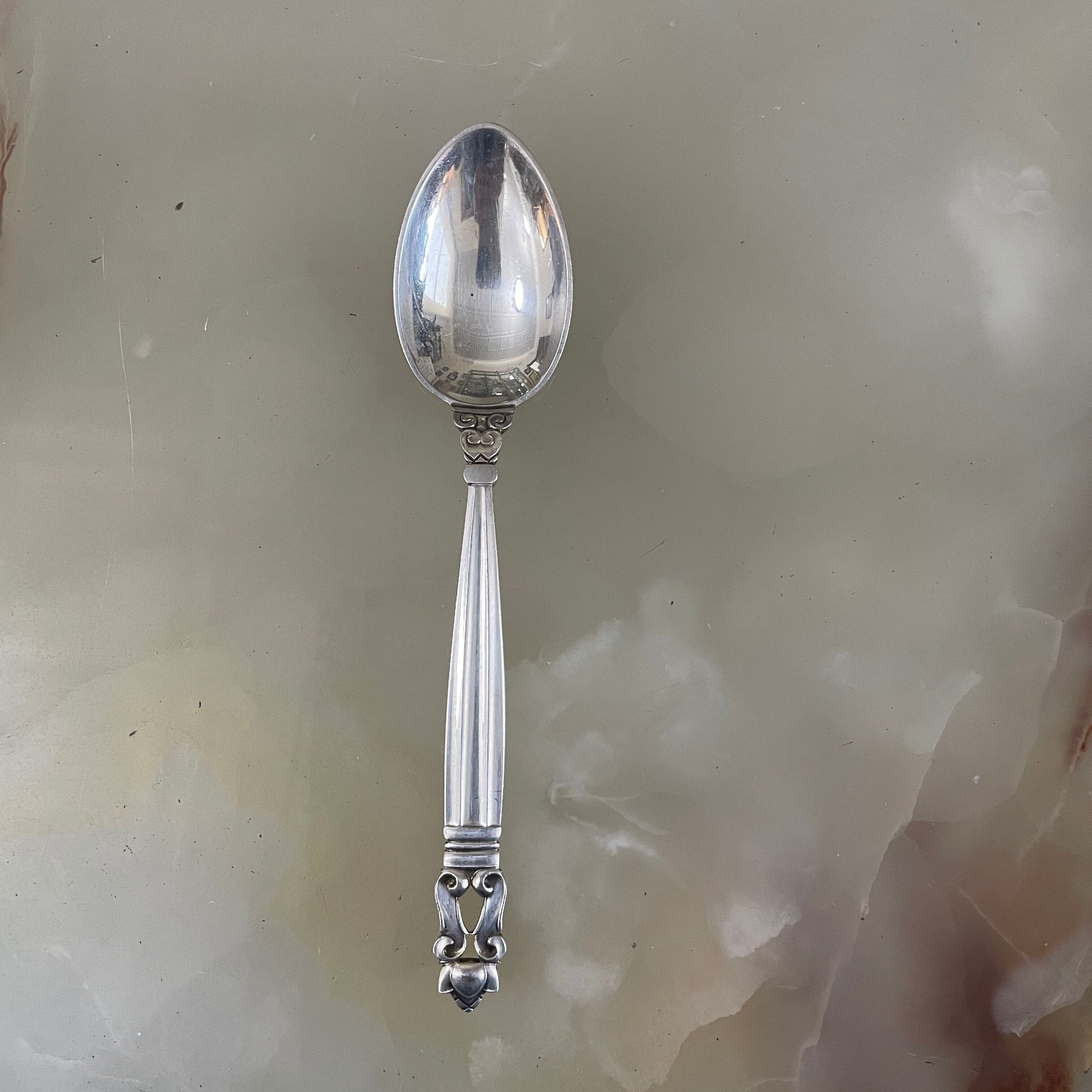 Georg Jensen Acorn Sterling  5 o'clock Tea Spoon Set of 4