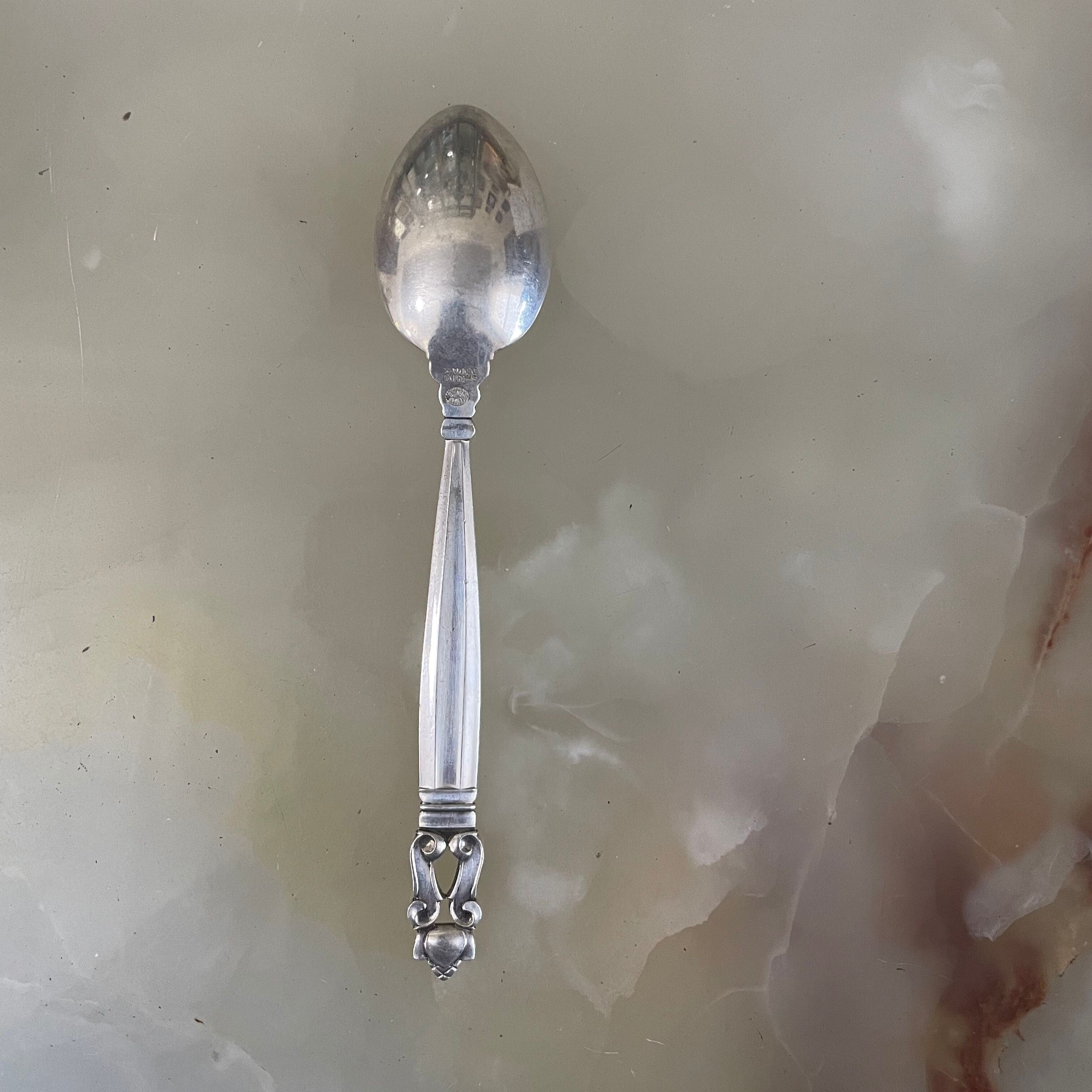 Georg Jensen Acorn Sterling  5 o'clock Tea Spoon Set of 4