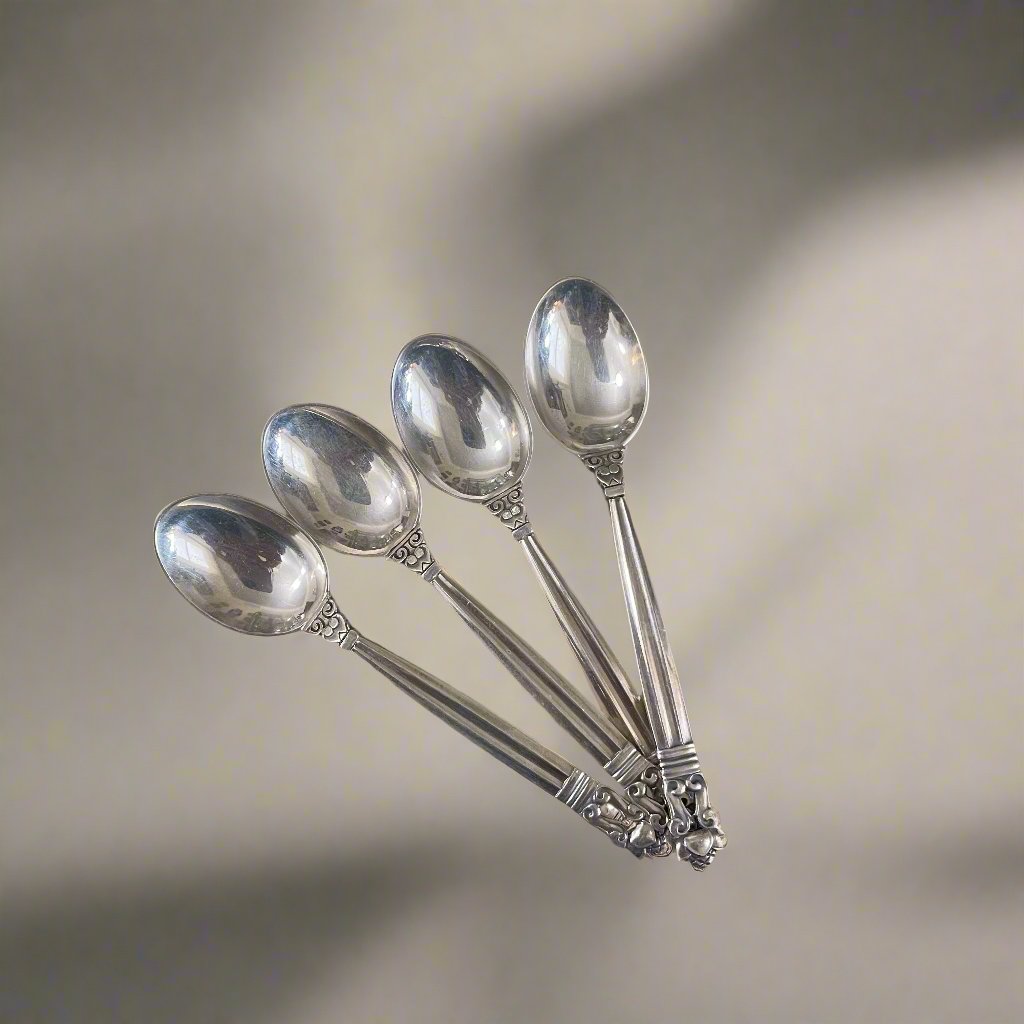 Georg Jensen Acorn Sterling  Demitasse Spoon Set of 4