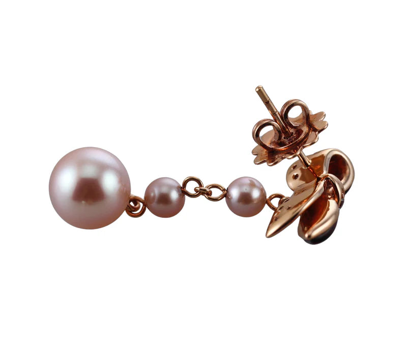 Mimi Milano Ribbon Garnet Pearl Sapphire Gold Drop Earrings