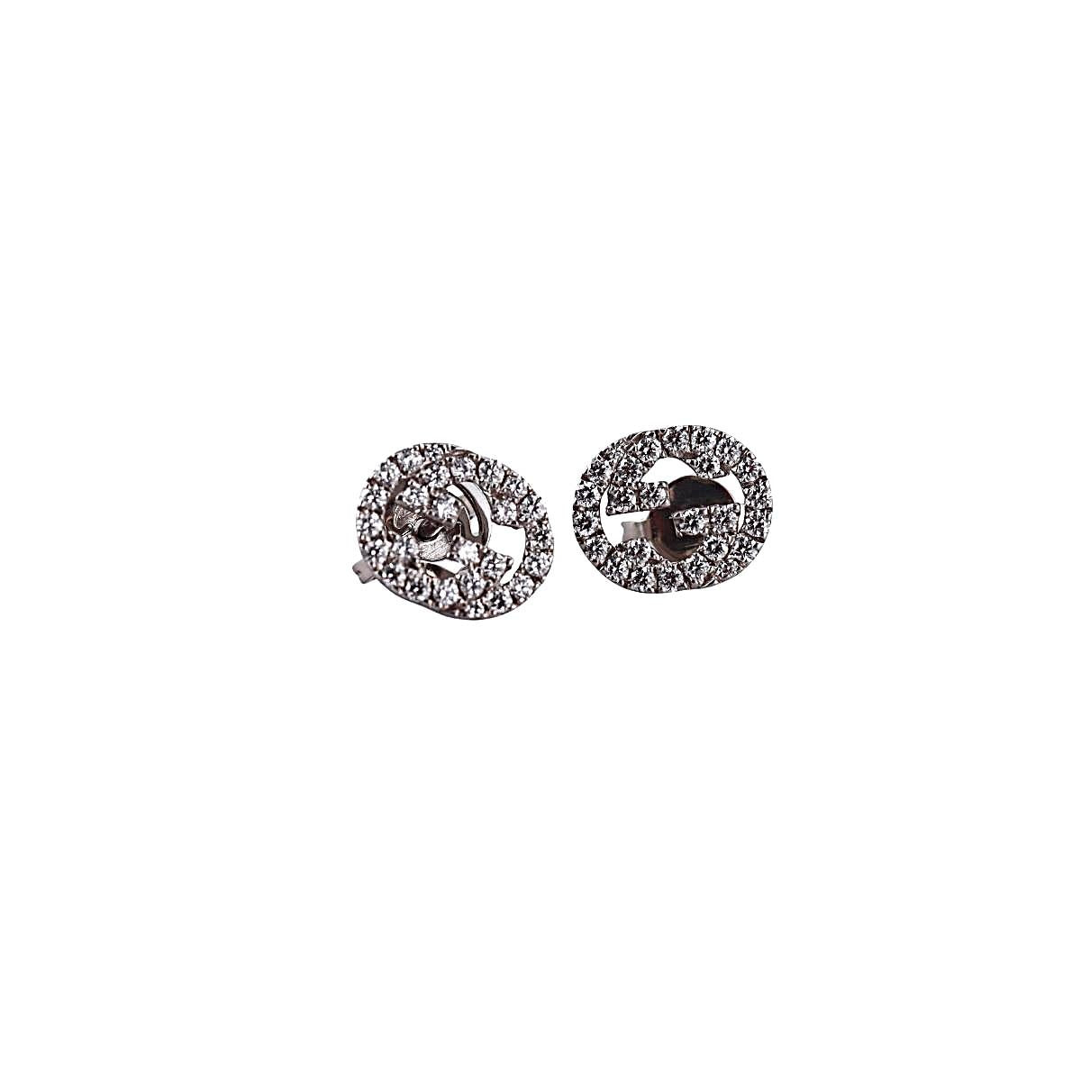 Gucci Interlocking GG 18k Gold Diamond Stud Earrings