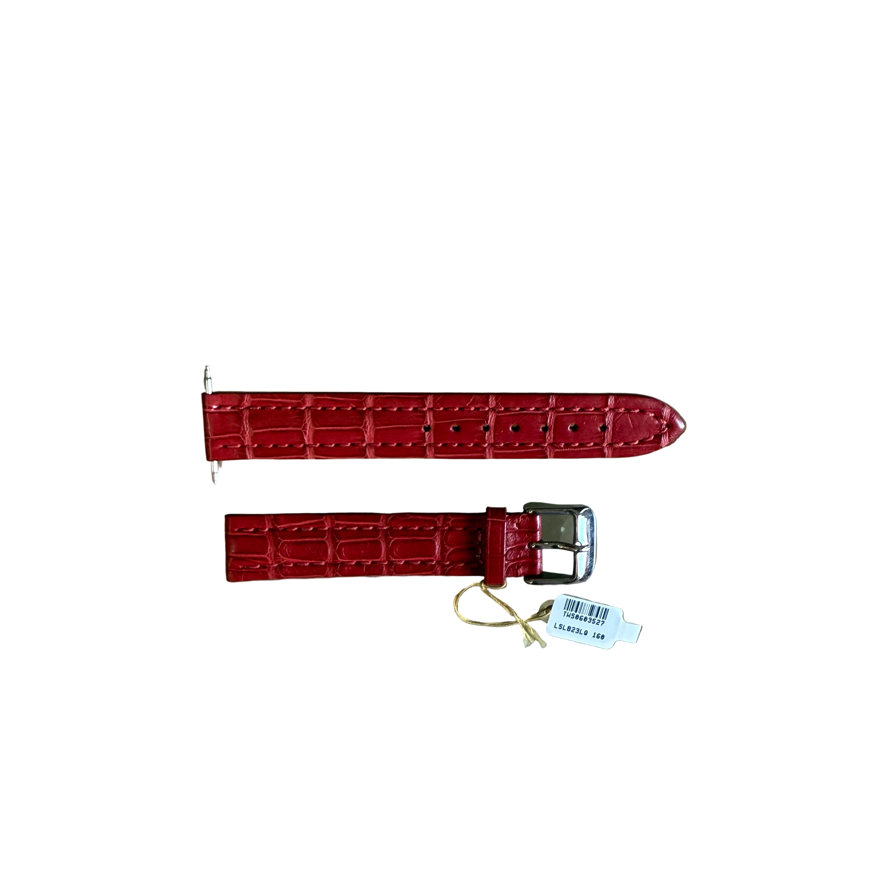 Genuine Alligator Red Watch Strap Band 16mm Padded & Stitched w Buckle