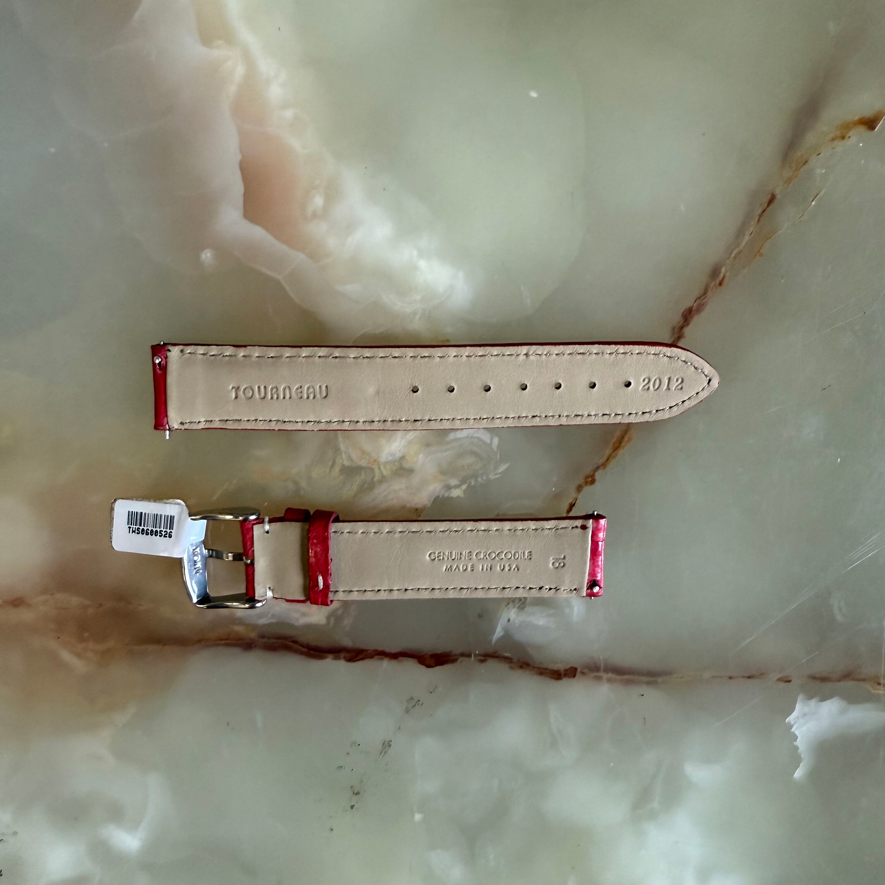 Genuine Crocodile Red Watch Strap Band 18mm Padded & Stitched w Buckle