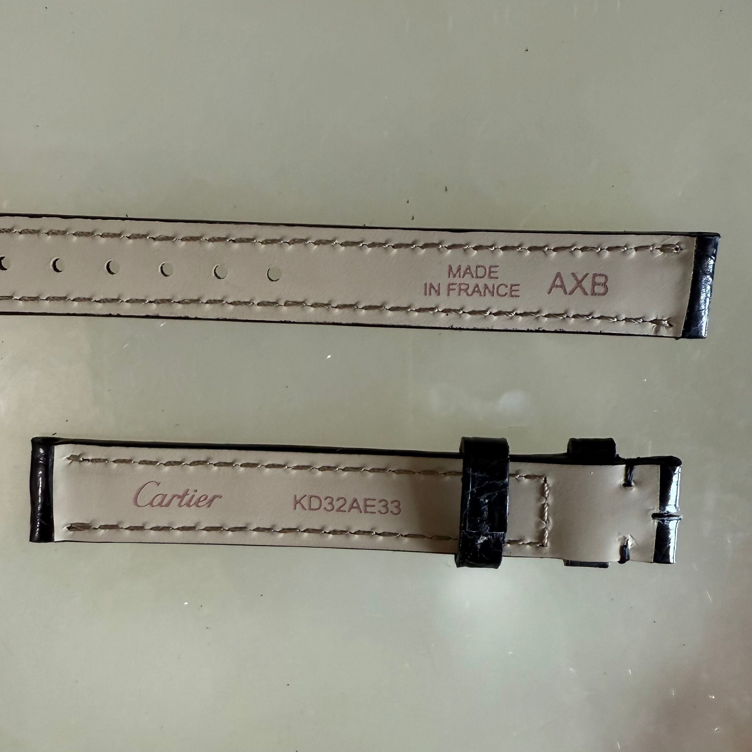 Authentic Cartier Black Alligator Watch Strap Band 13mm KD32AE33