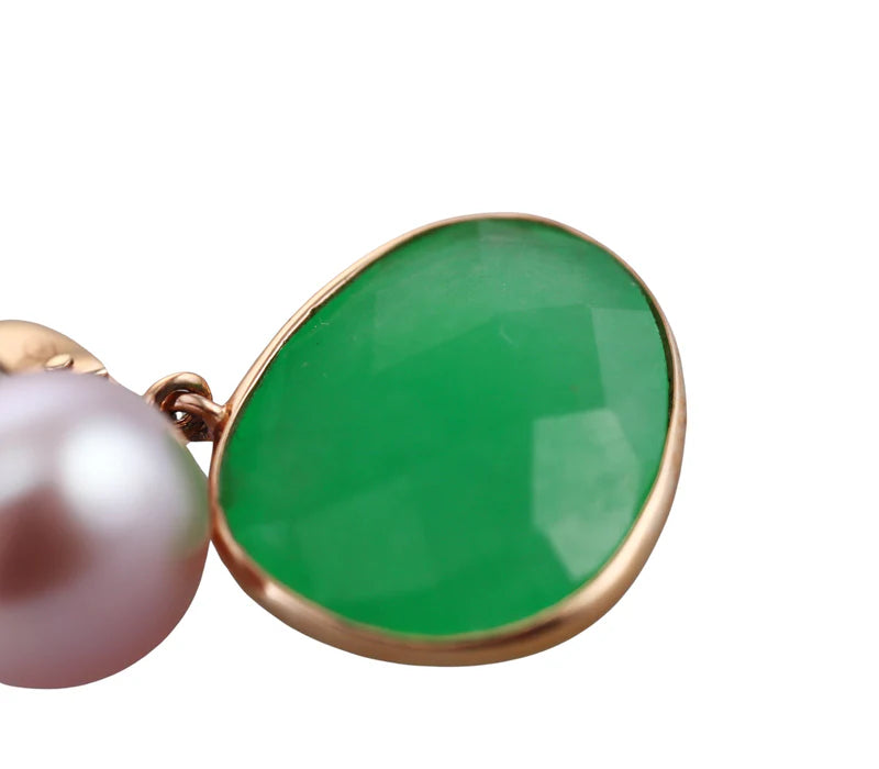 Mimi Milano Talita Jade Pearl Gold Earrings