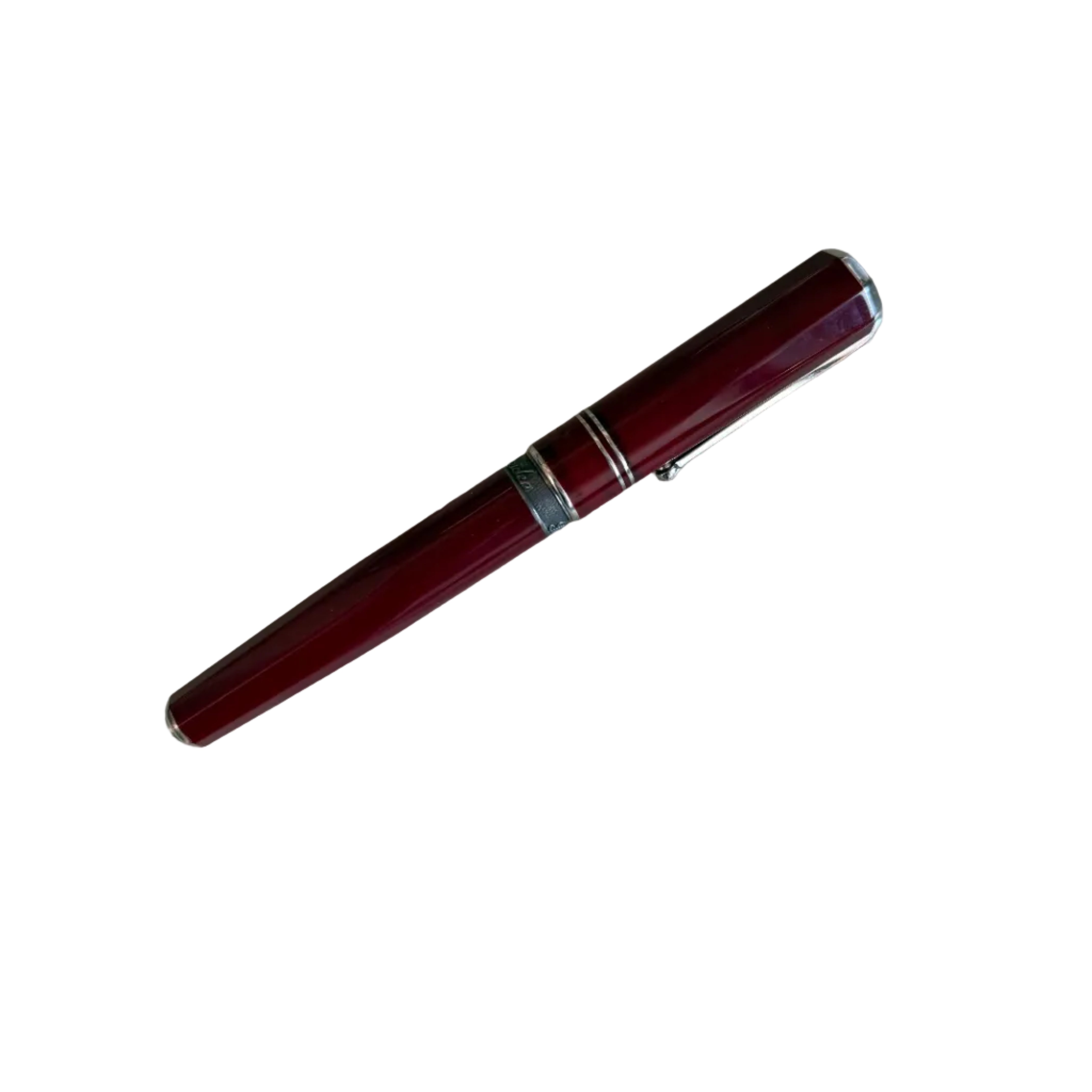 Pineider Roller Veretta 1949 Collection Sterling Silver Ballpoint Bordeaux Pen