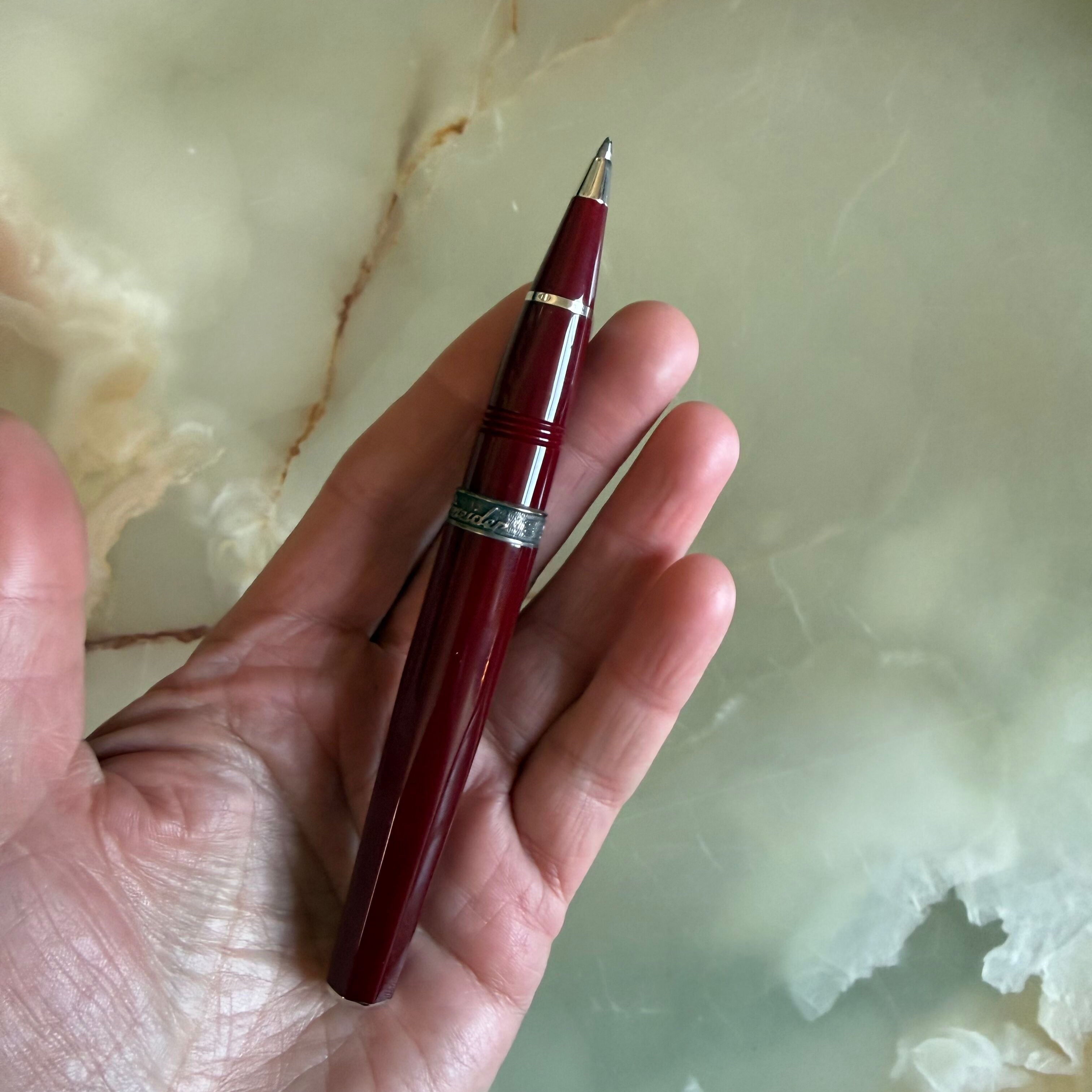 Pineider Roller Veretta 1949 Collection Sterling Silver Ballpoint Bordeaux Pen