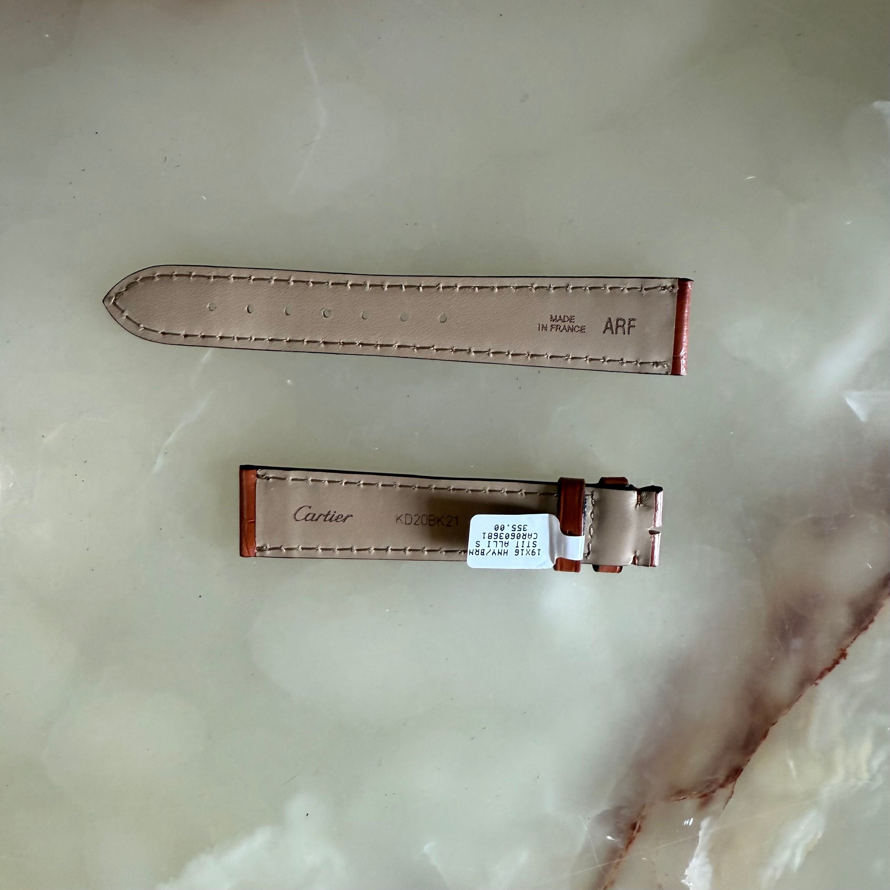 Authentic Cartier Brown Alligator Watch Strap Band 19mm KD20BK21
