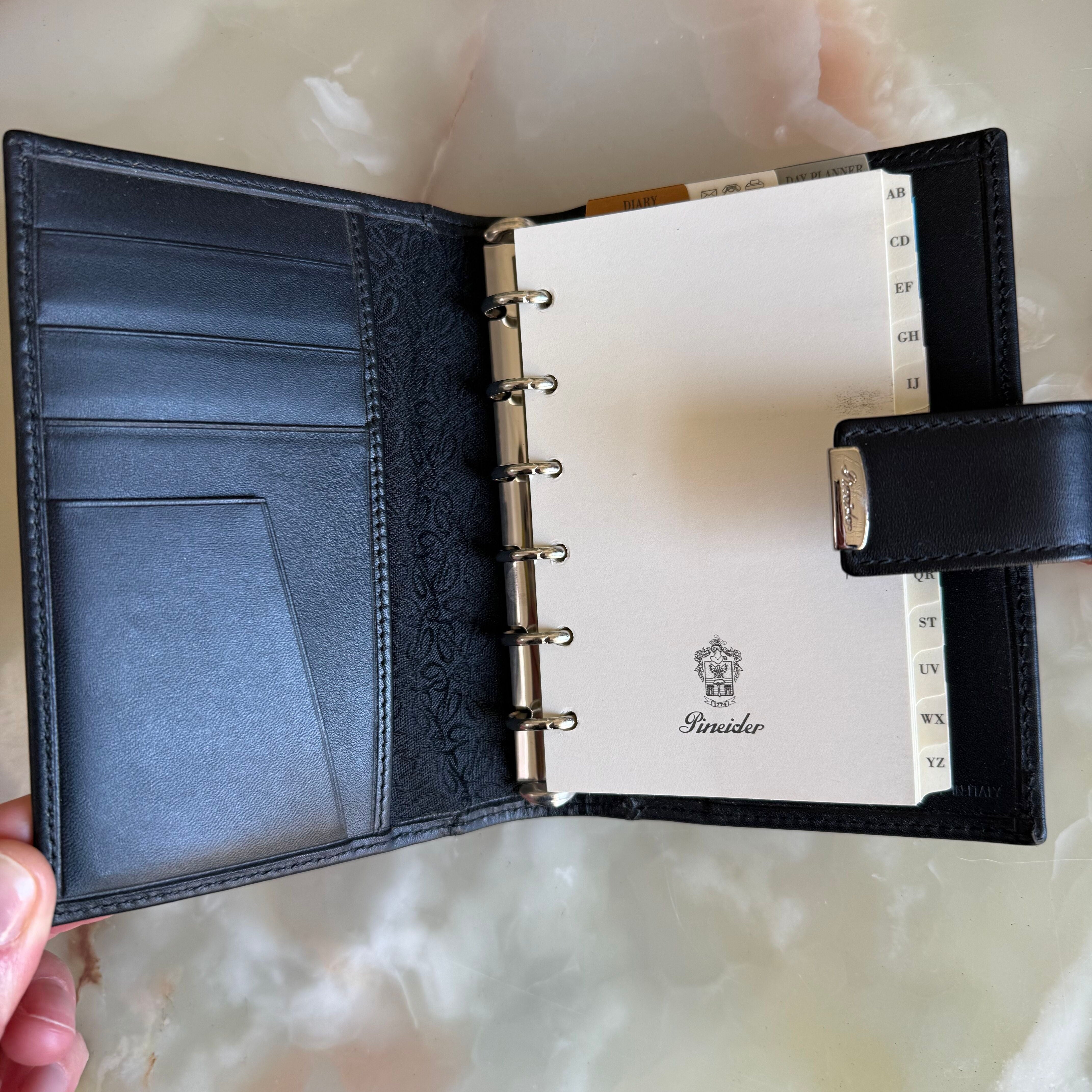 Pineider Black Leather Calf Organizer