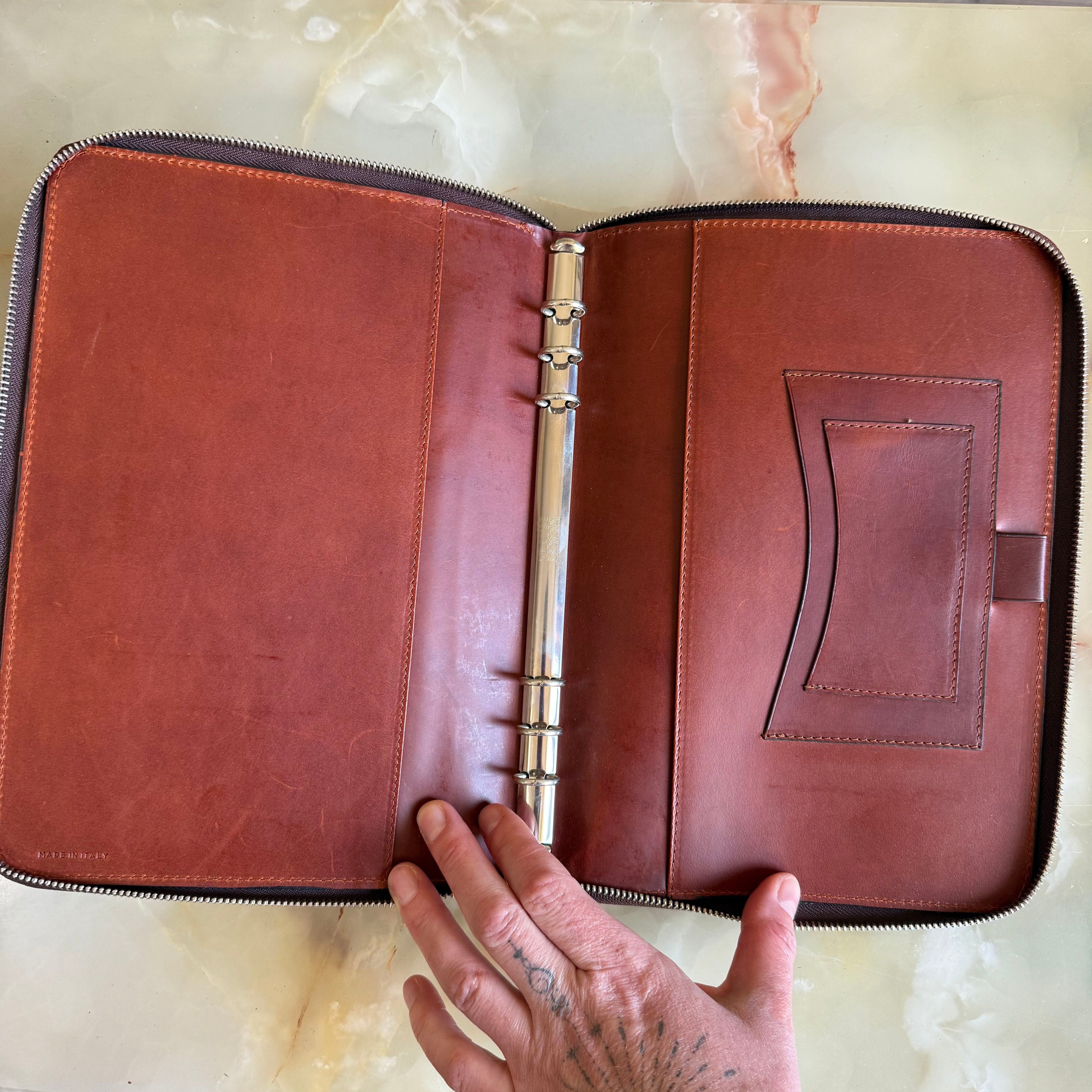 Pineider Brown Leather Calf Organizer
