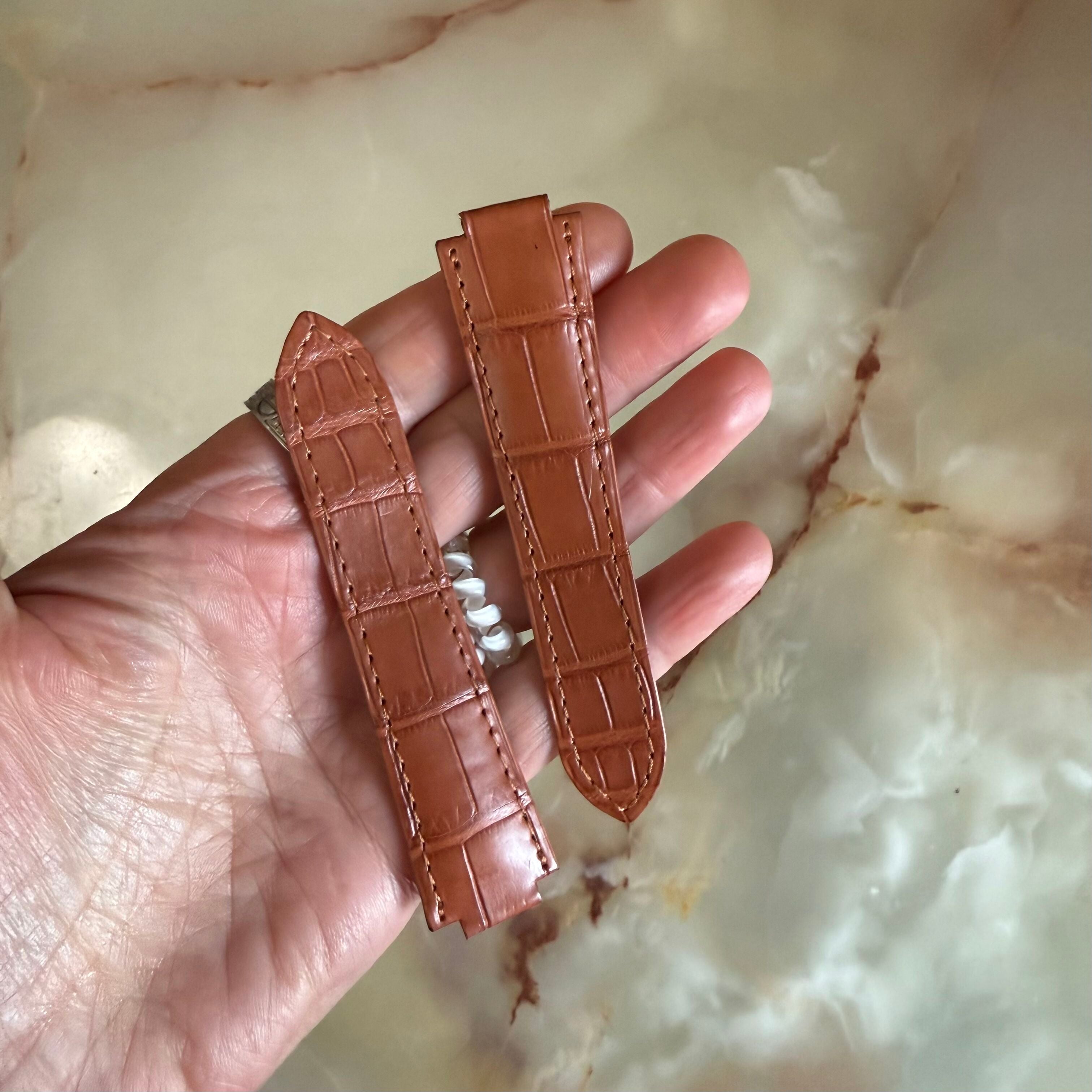 Authentic Cartier Ballon Bleu Brown Alligator Watch Strap Band 22mm KD2SXK12