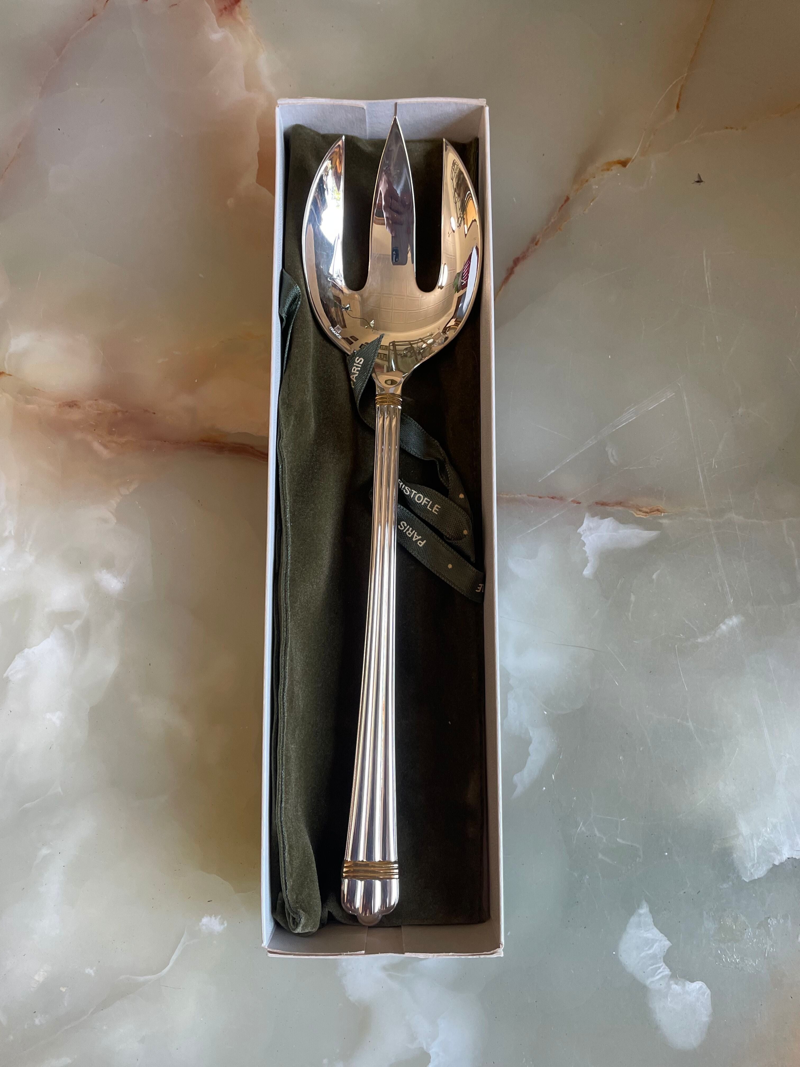 Christofle Aria Gold Ring Salad Serving Fork