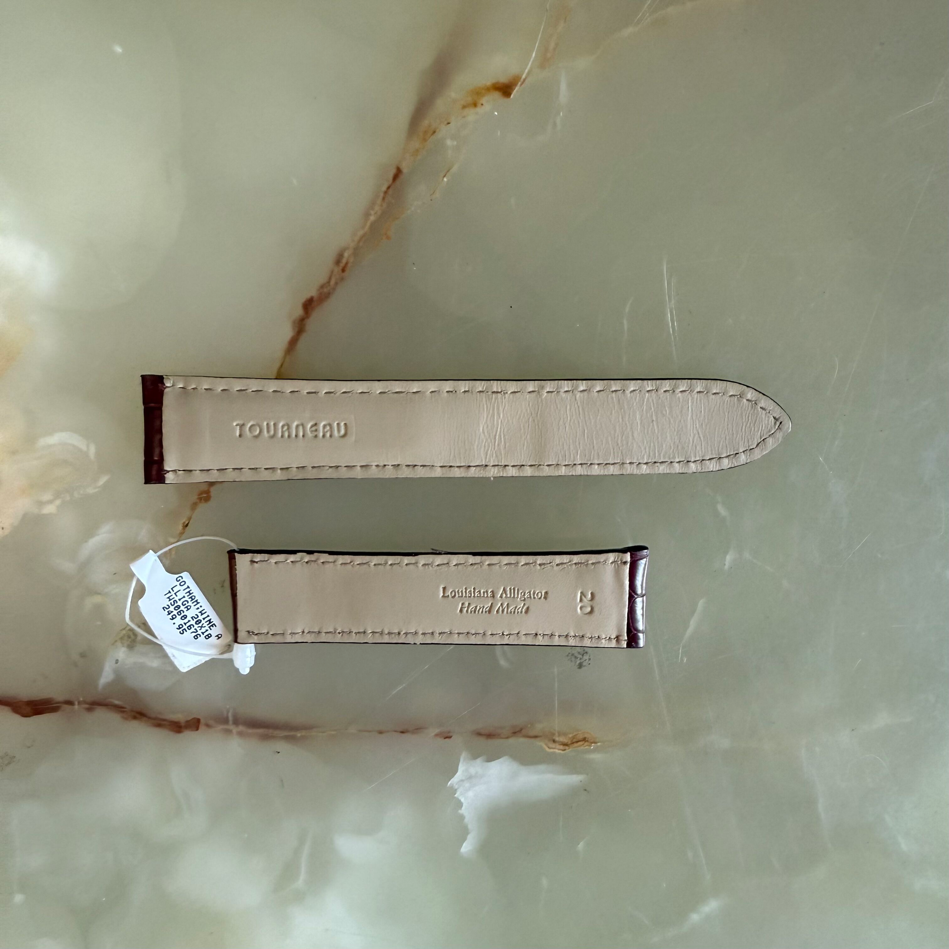 Genuine Alligator Burgundy Watch Strap Band 20mm Padded & Stitched