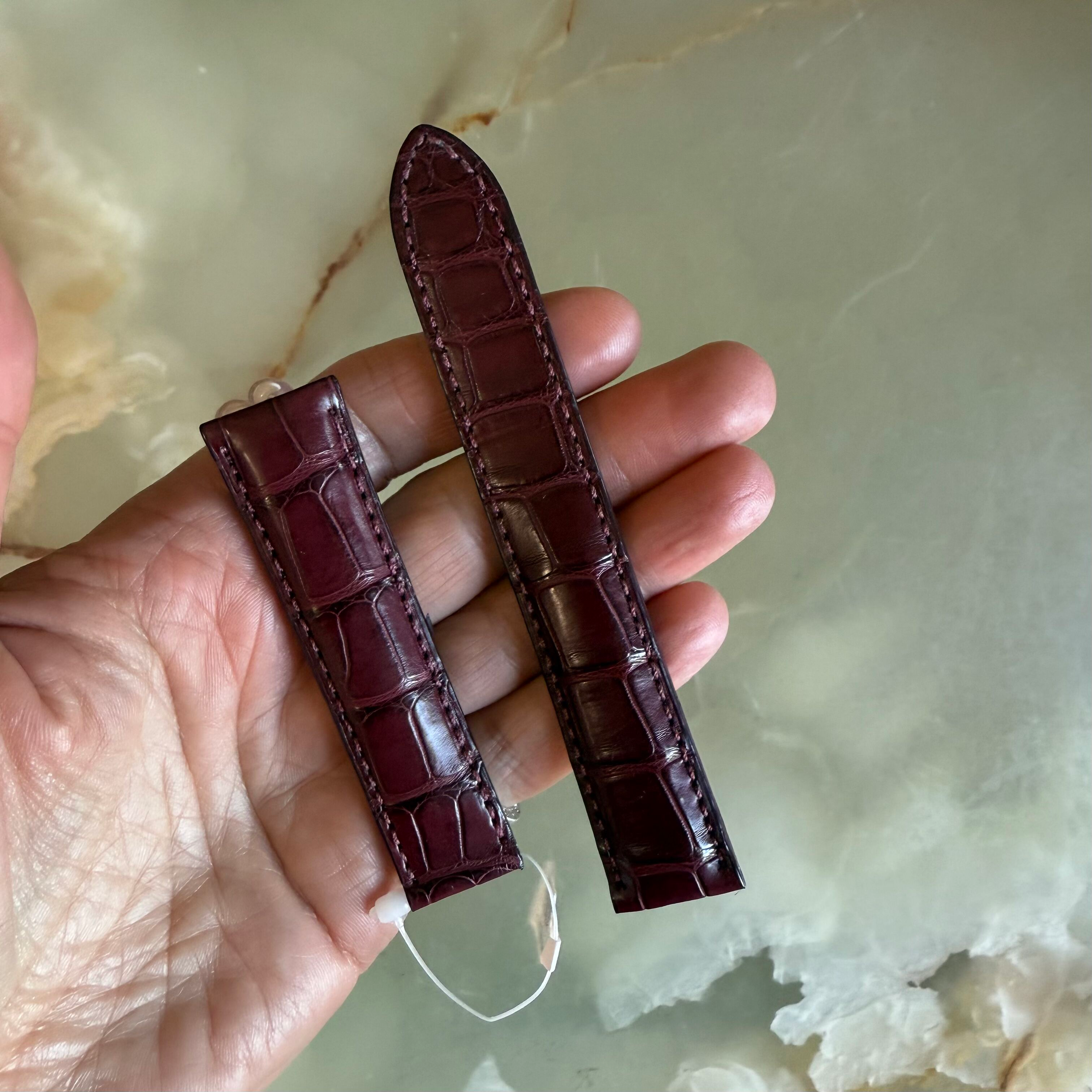 Genuine Alligator Burgundy Watch Strap Band 20mm Padded & Stitched