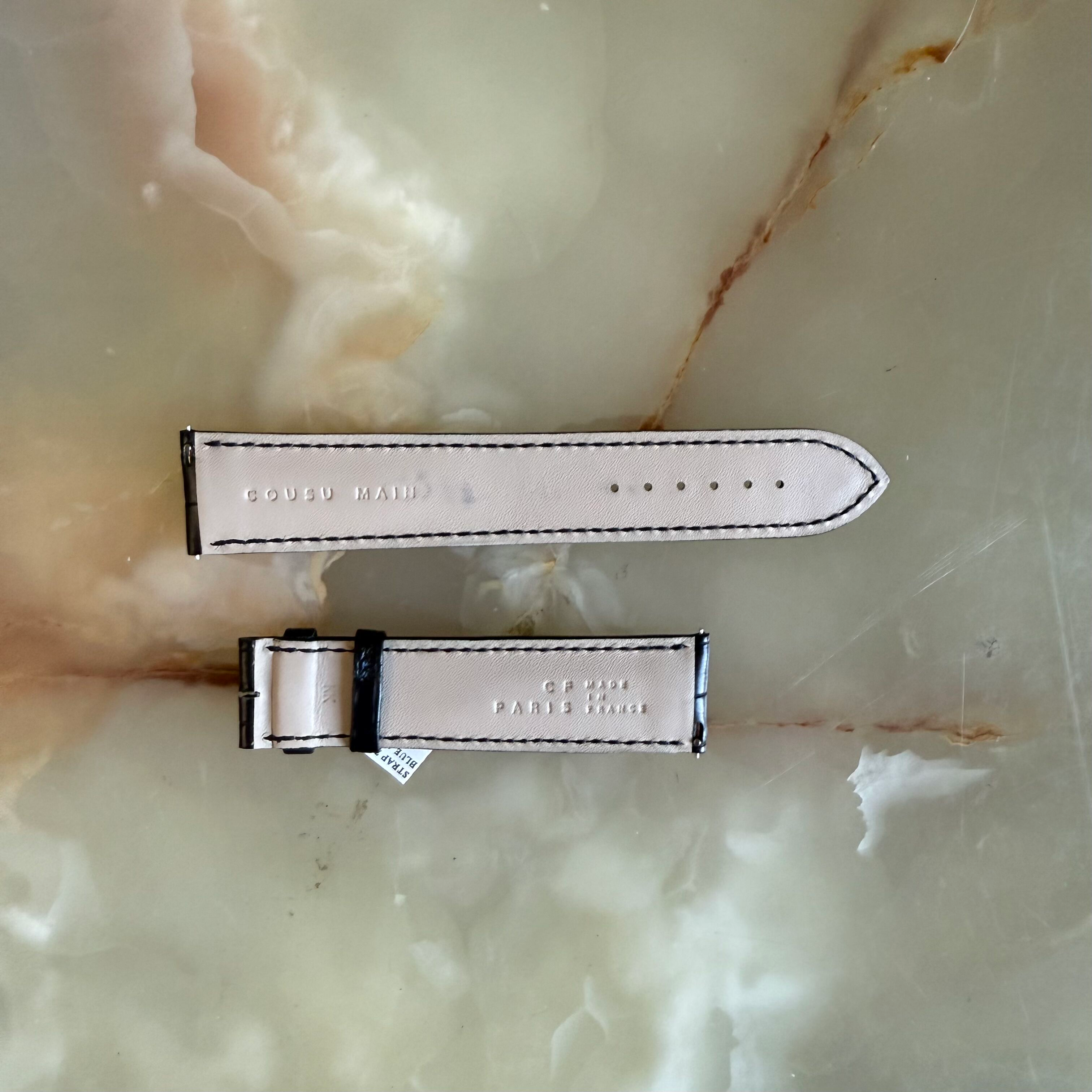Genuine Alligator Black Watch Strap Band 22mm Padded & Stitched