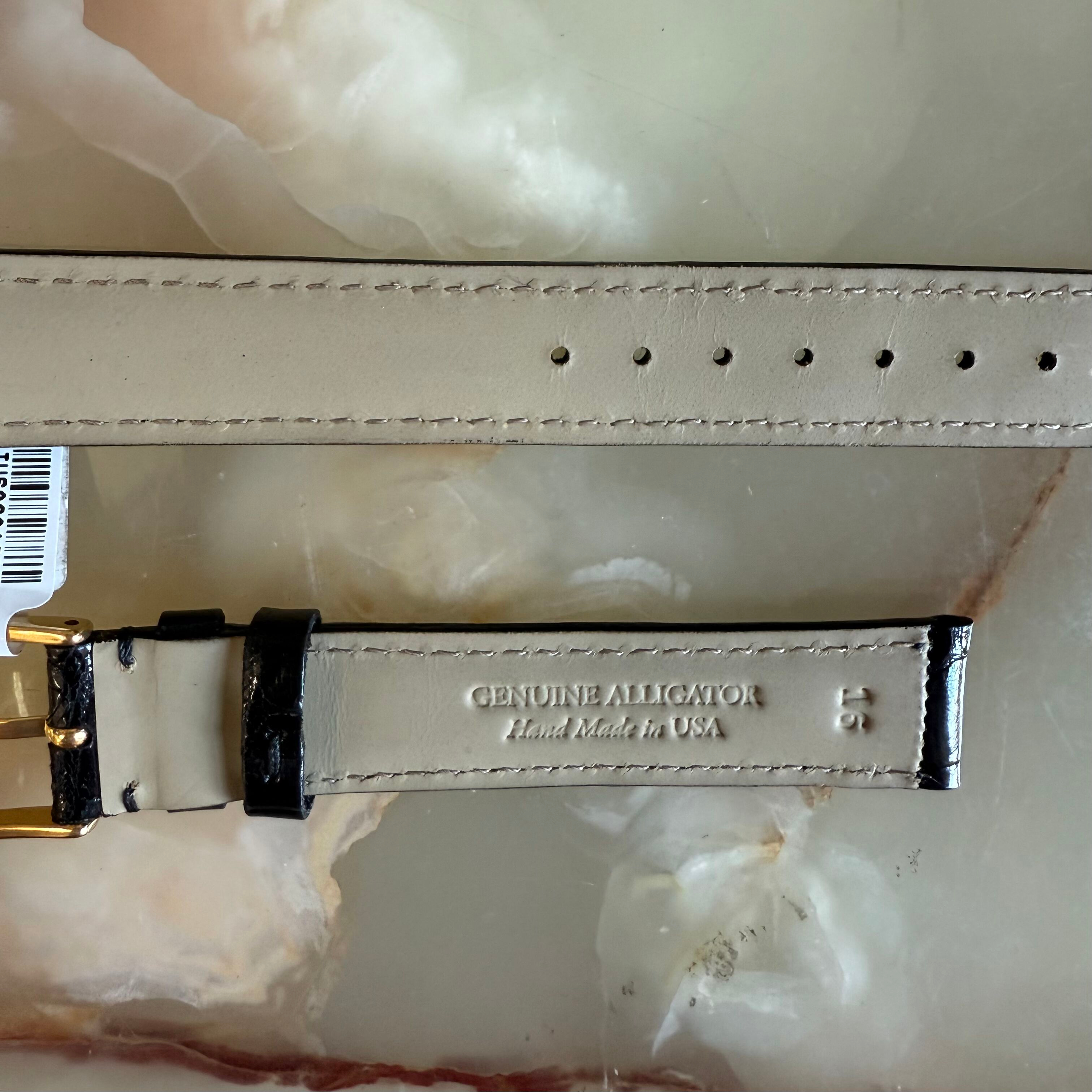 Genuine Alligator Black Watch Strap Band 16mm Padded & Stitched w Buckle