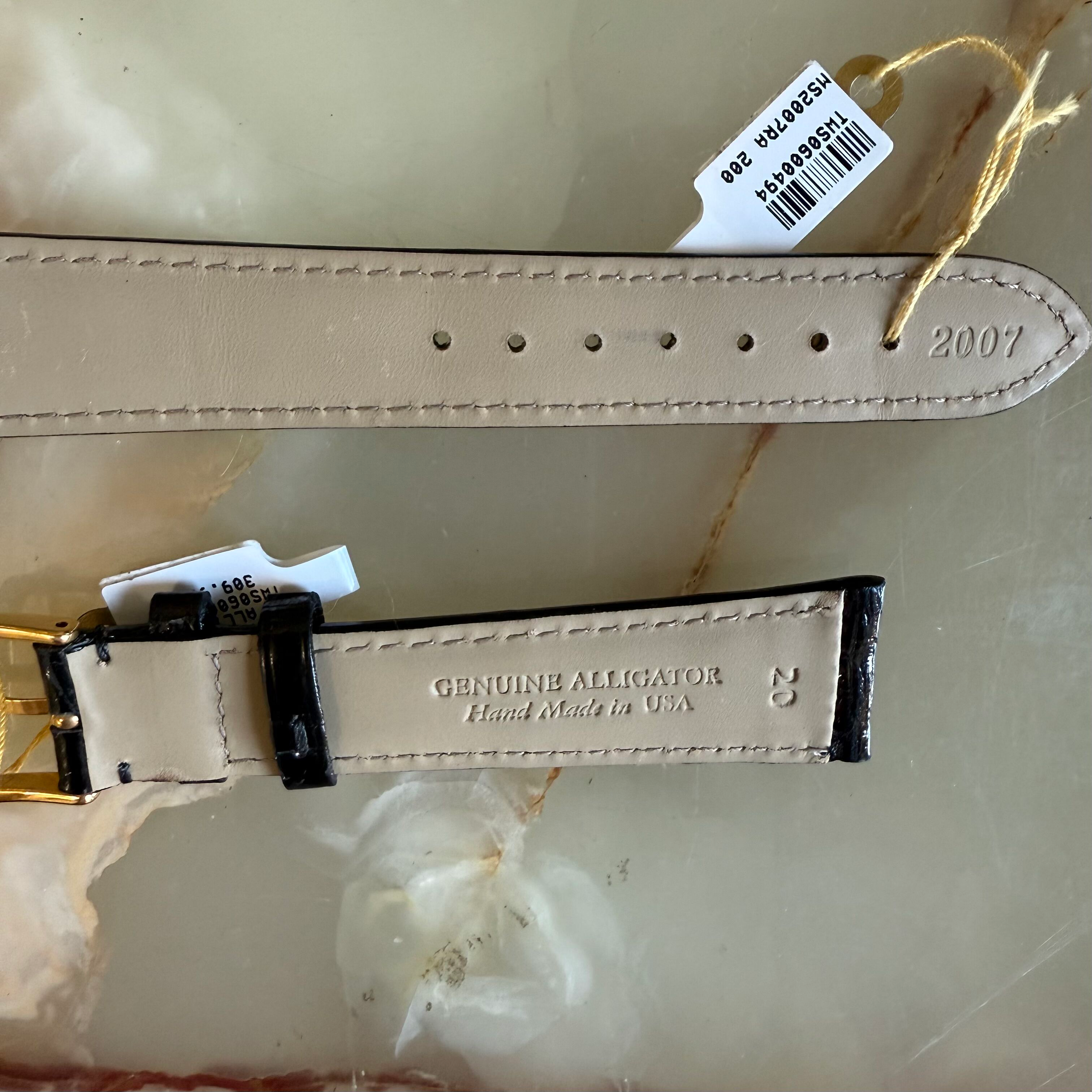 Genuine Alligator Black Watch Strap Band 20mm Padded & Stitched w Buckle