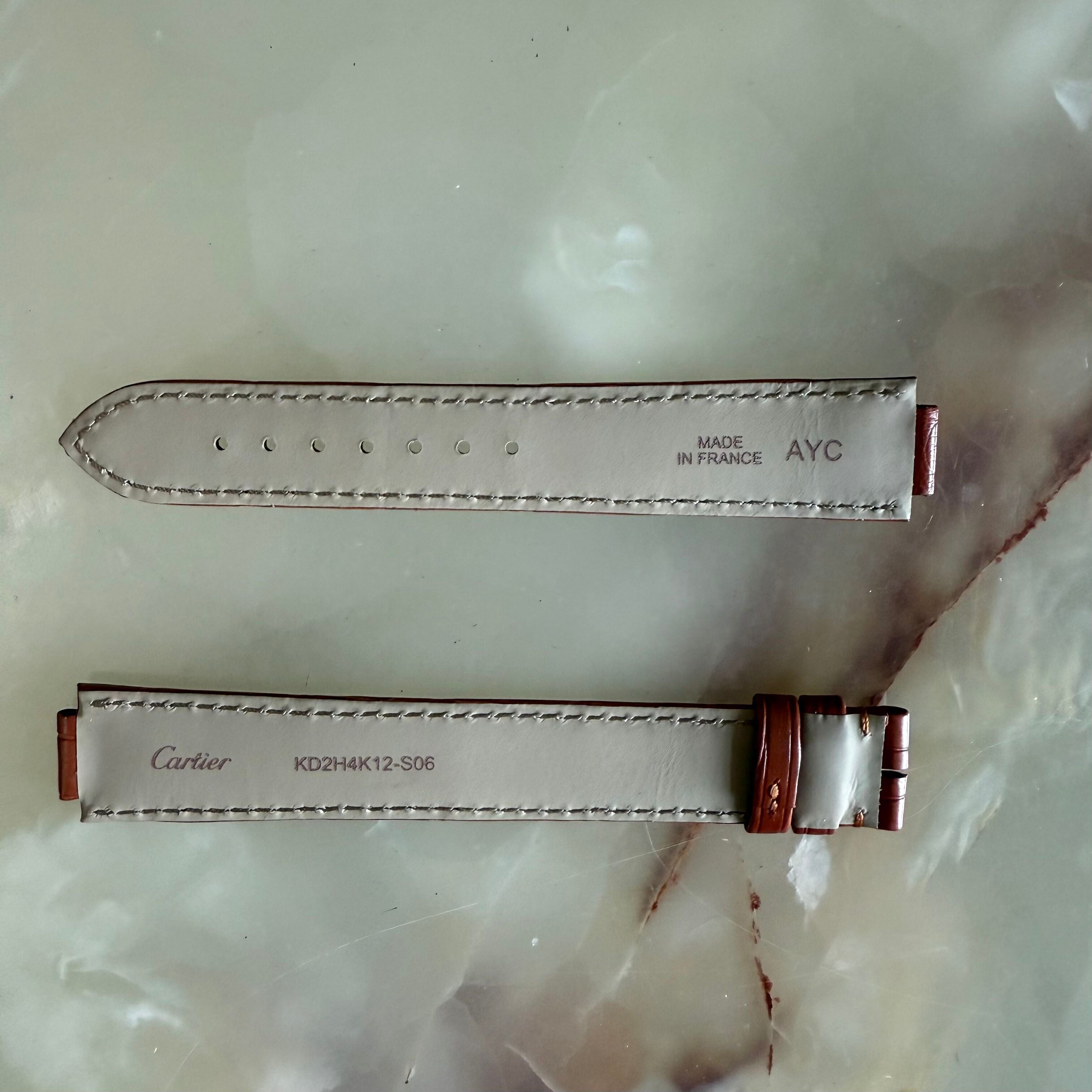 Authentic Cartier Ballon Bleu Brown Alligator Watch Strap Band 18mm KD2H4K12-S06