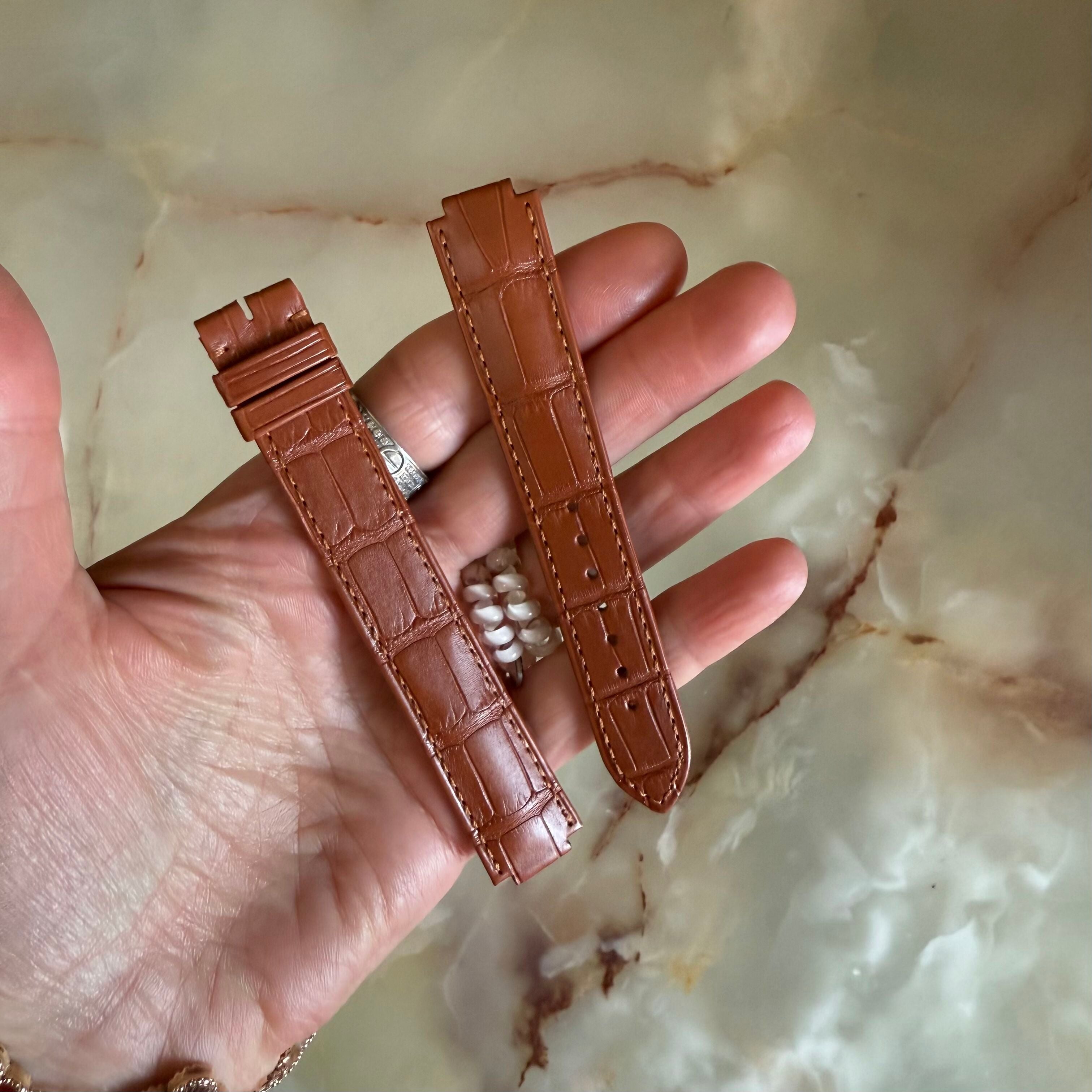 Authentic Cartier Ballon Bleu Brown Alligator Watch Strap Band 18mm KD2H4K12-S06