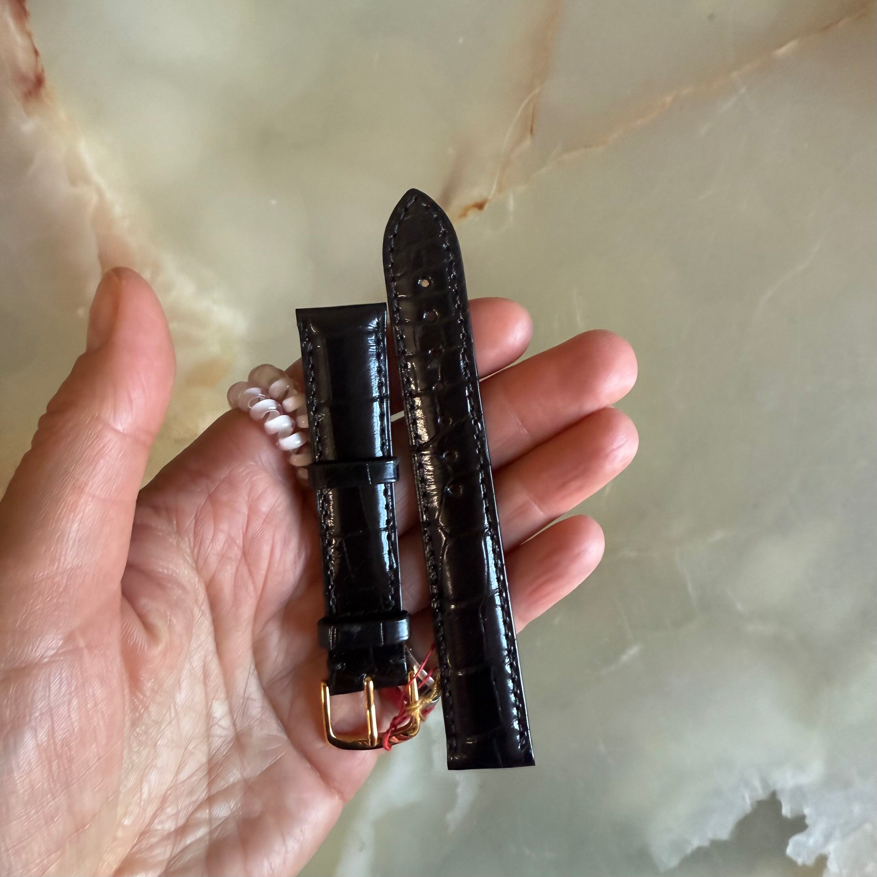 Genuine Alligator Black Watch Strap Band 18mm Padded & Stitched w Buckle