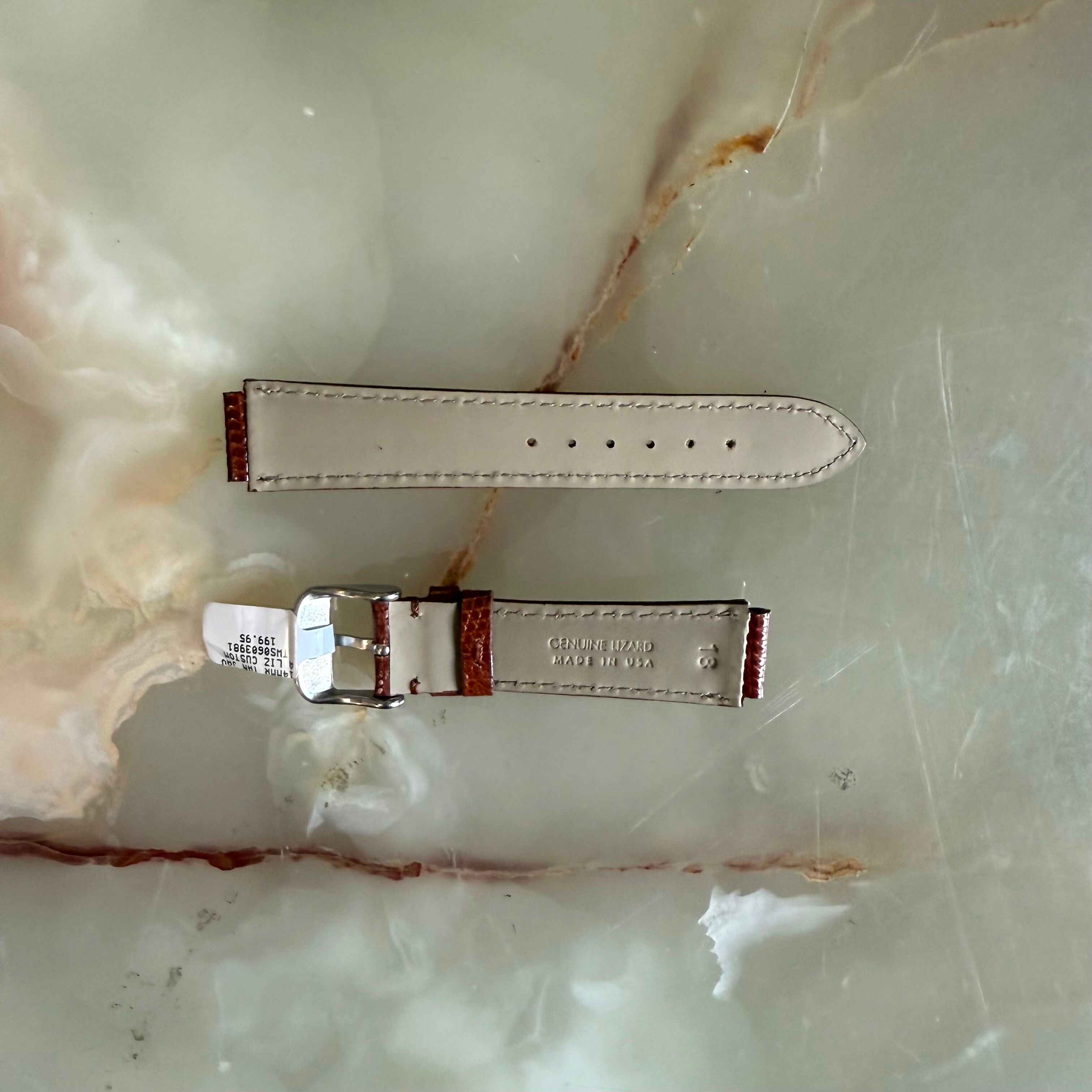 Genuine Lizard Brown Watch Strap Band 18mm Padded & Stitched w Buckle