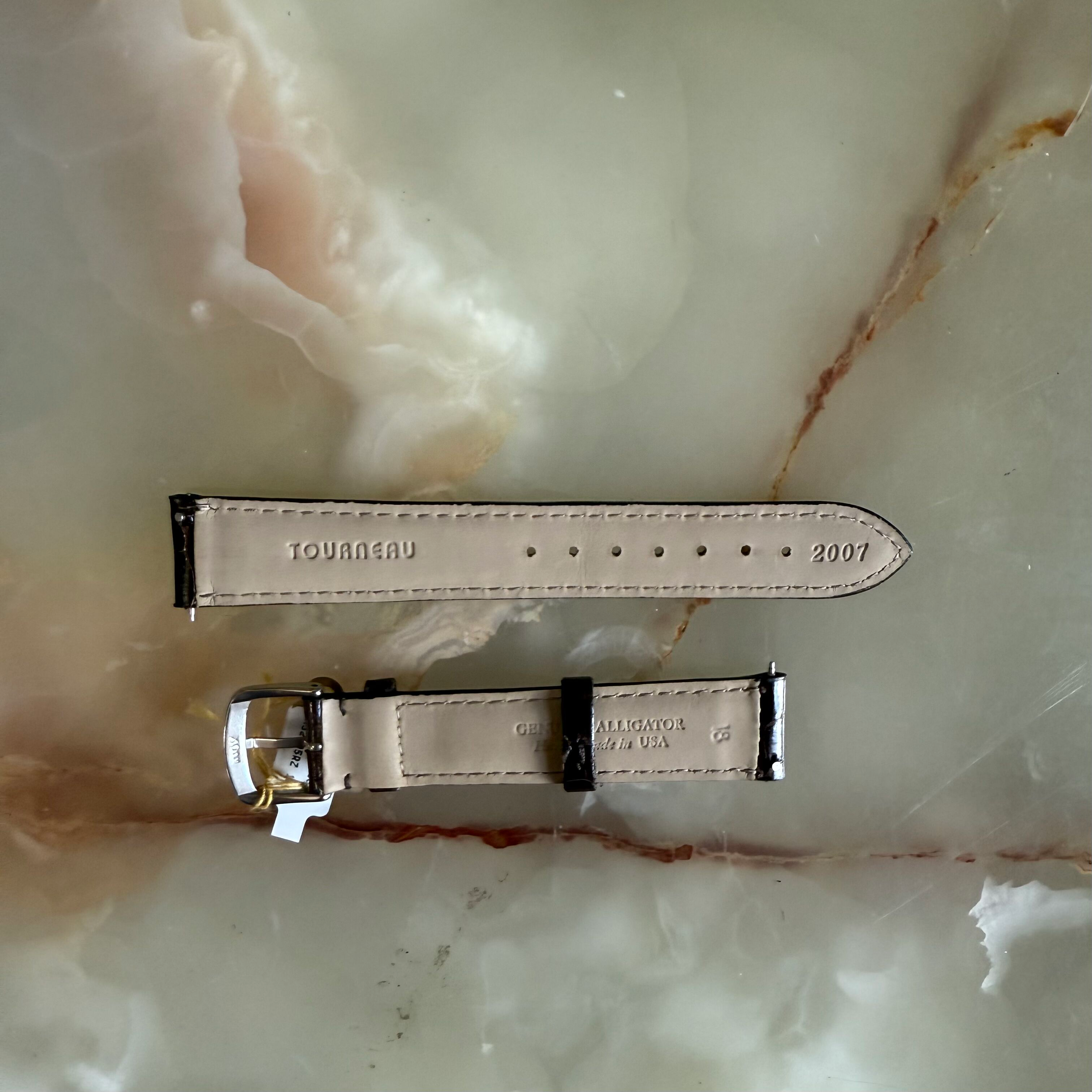 Genuine Alligator Shiny Brown Watch Strap Band 18mm Padded & Stitched w Buckle