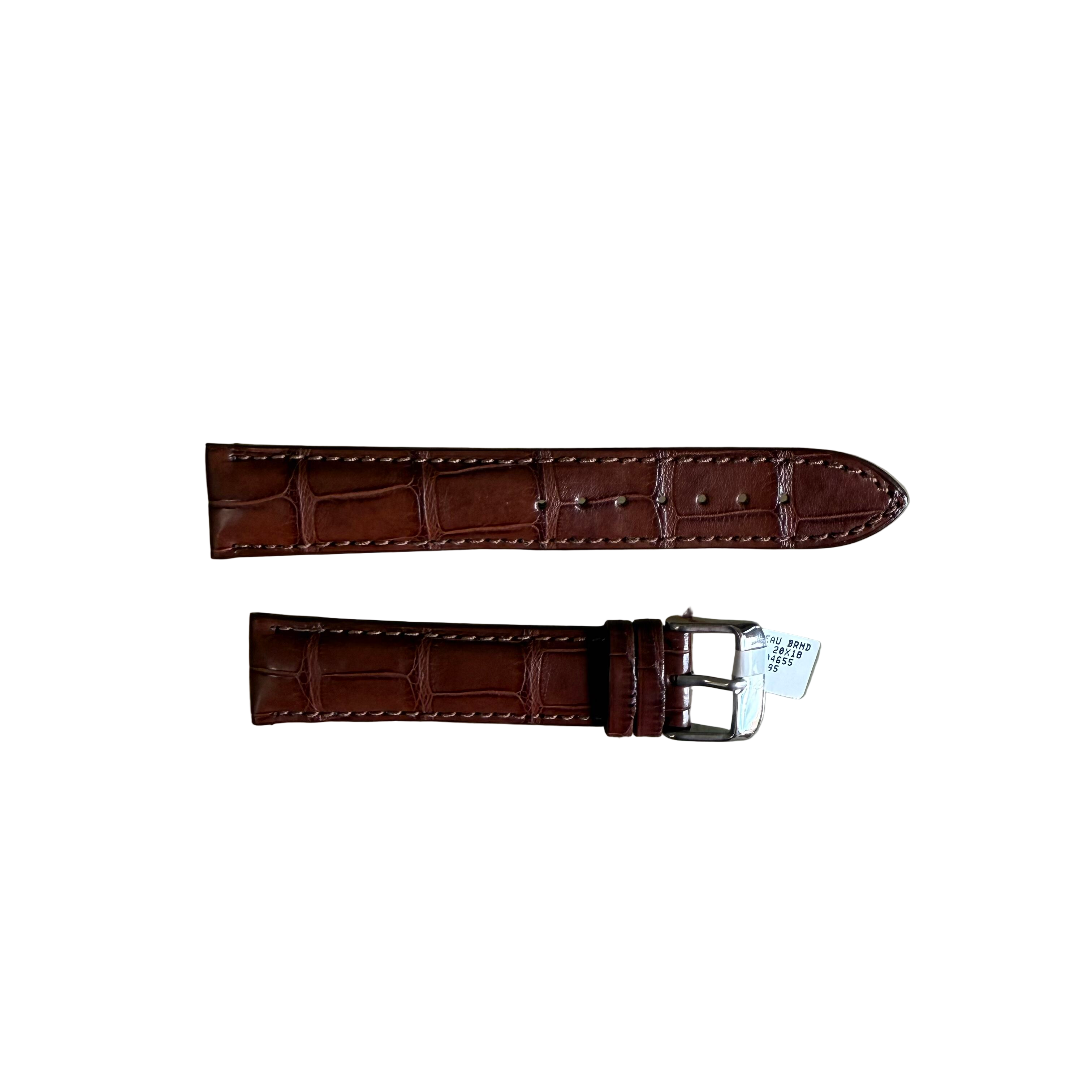 Genuine Alligator Brown Watch Strap Band 20mm Padded & Stitched w Buckle